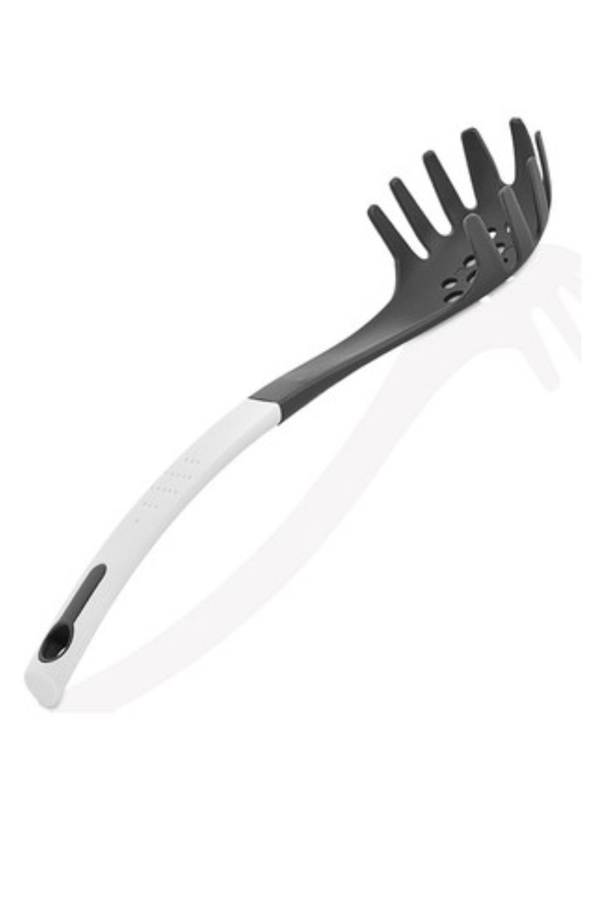 SİHİRLİ AYAKLAR Gri-Beyaz Sağlam Sert Plastik 180 Dereceye Kadar Dayanıklı Spagetti Kepçesi 31cm BPA Free
