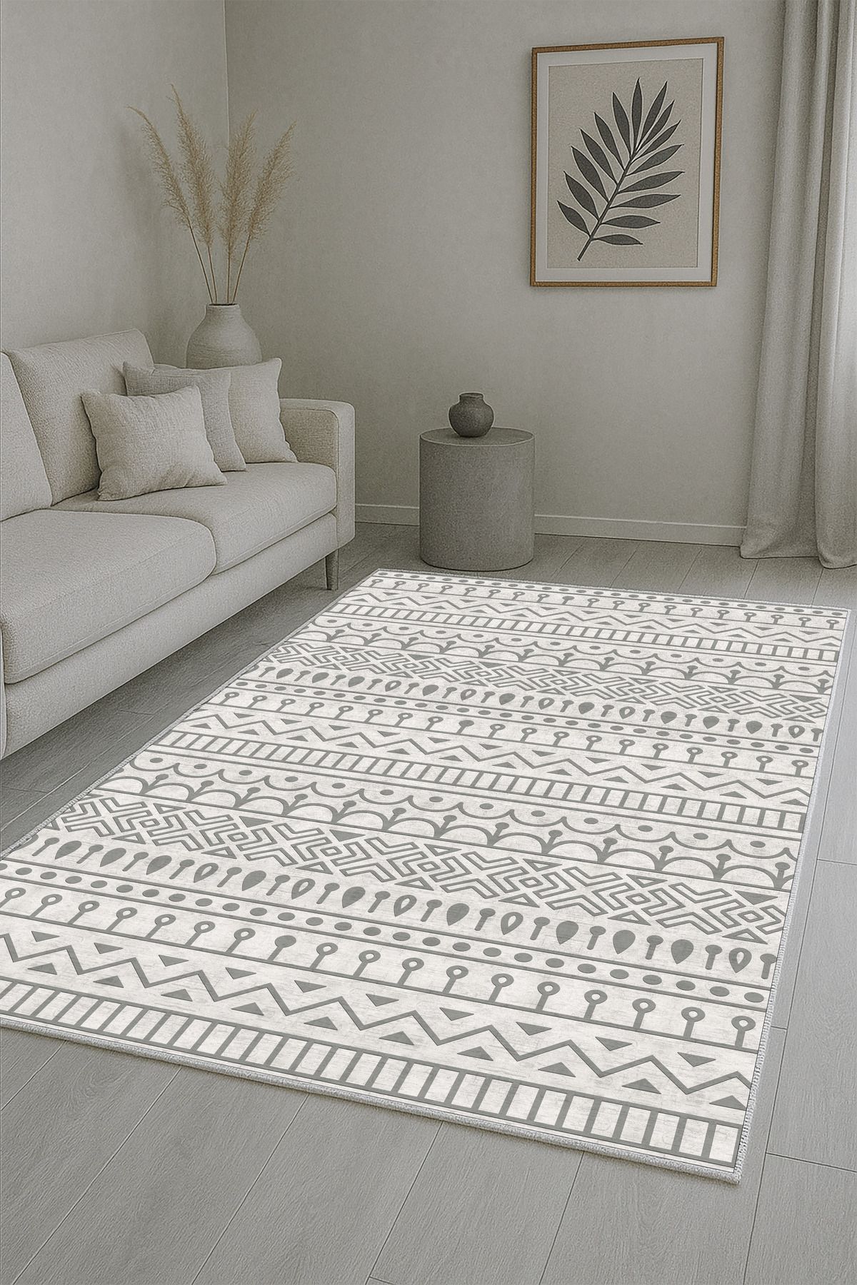 df home Salon Halısı Geometrik İskandinav Eskitmeli Dijital Baskı Yıkanabilir Kaymaz Taban 9105