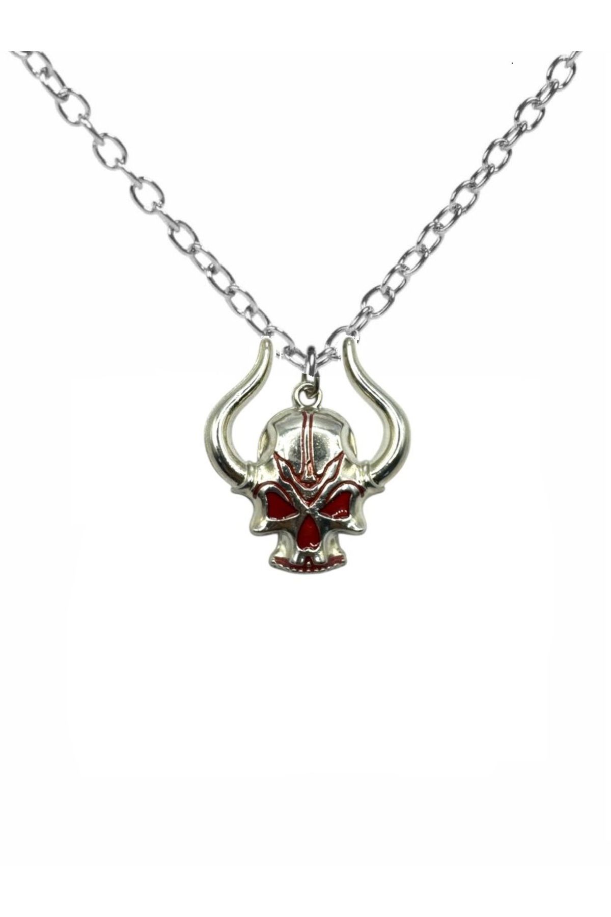 Herşey Nota Kırmızı Gözlü Viking Kafatası Unisex Kolye – Güç ve Cesaretin Sembolü