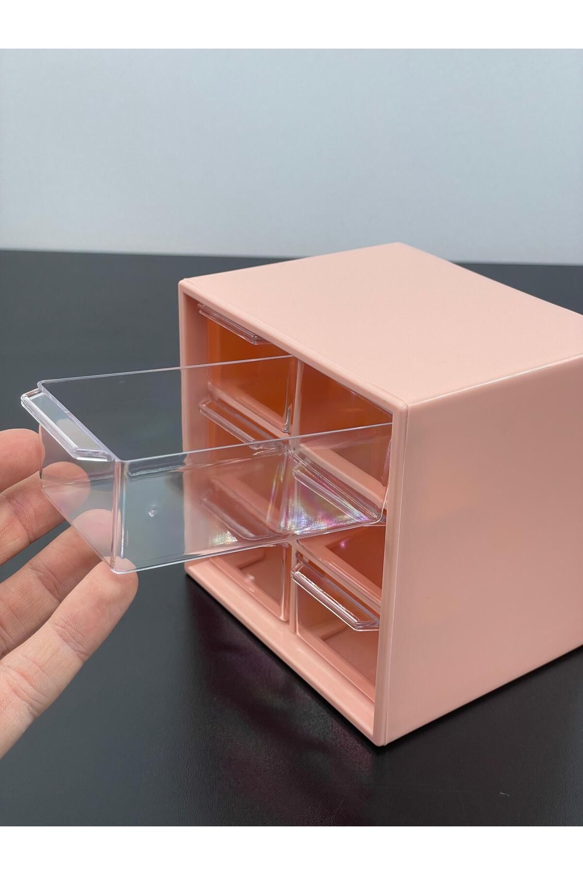 YzHome Plastik Çekmeceli 6 Bölmeli Organizer Takı Toka Aksesuar Saklama Düzenleme Kutusu Kutu Saklama Kabı