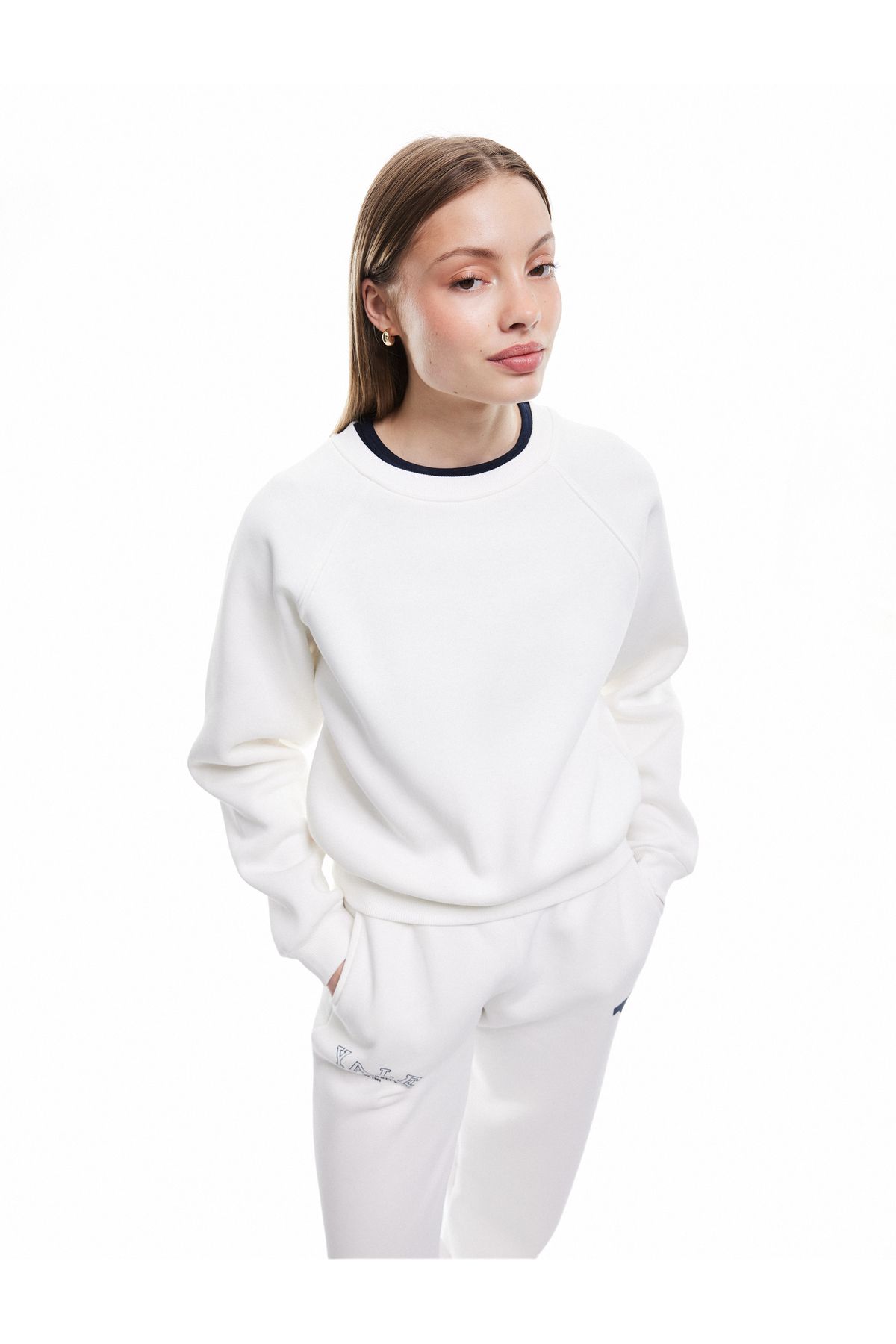 Koton Üç İplik Şardonlu Dikiş Detaylı Bisiklet Yaka Oversize Sweatshirt