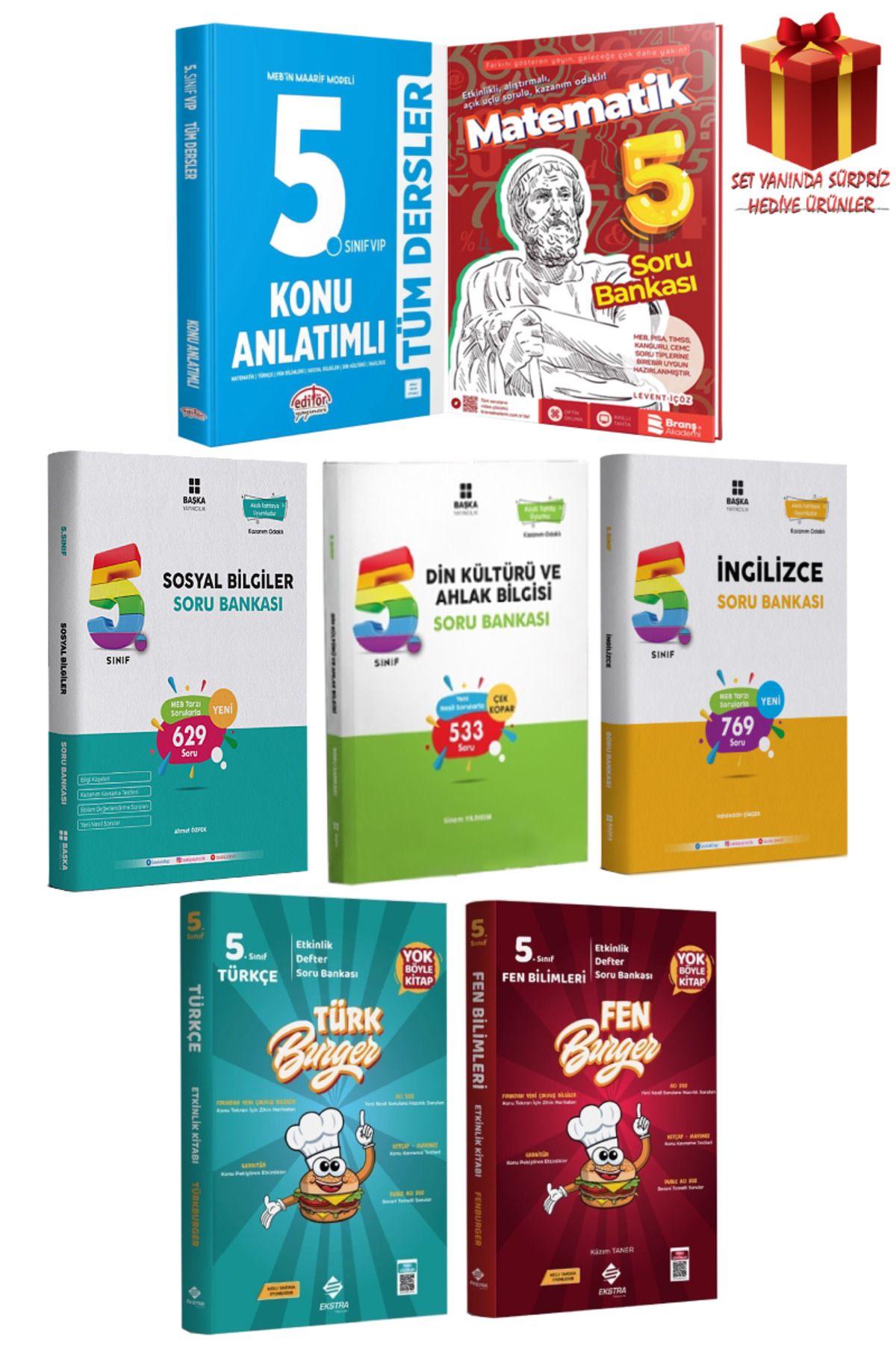 Editör Yayınevi 5. Sınıf Tüm Dersler Konu Anlatımı+ Türkçe+ Matematik+ Sosyal+ Fen+ Din+ İngilizce Soru Bankası
