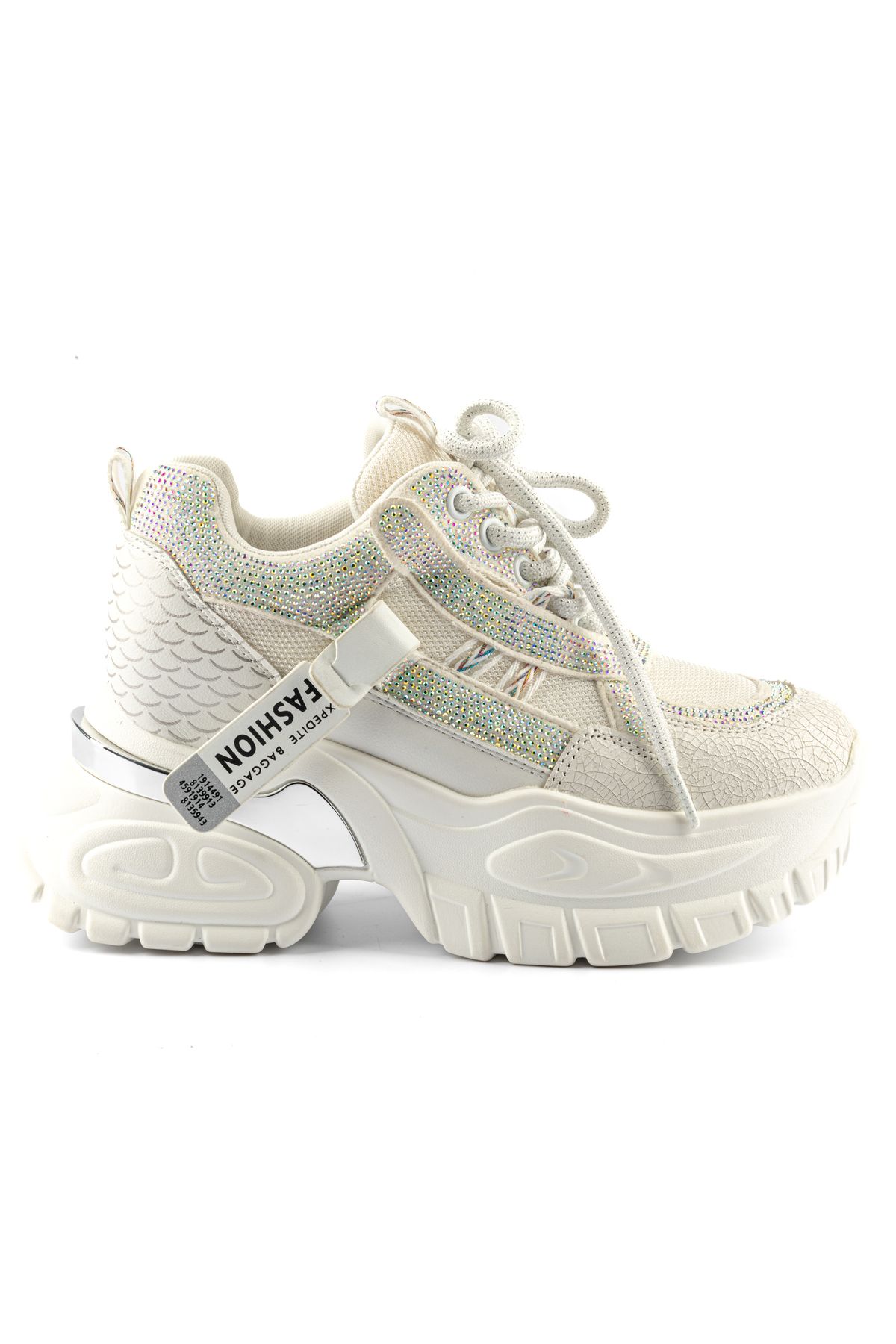 Guja Kadın Kalın Taban Hakiki Deri Taşlı Sneaker