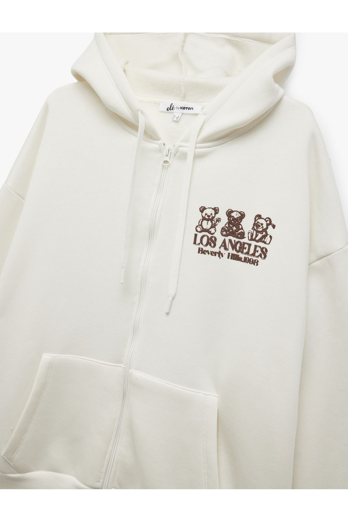 Koton-Hooded Zippered Back Printed Pocket Oversized Sweatshirt 6
