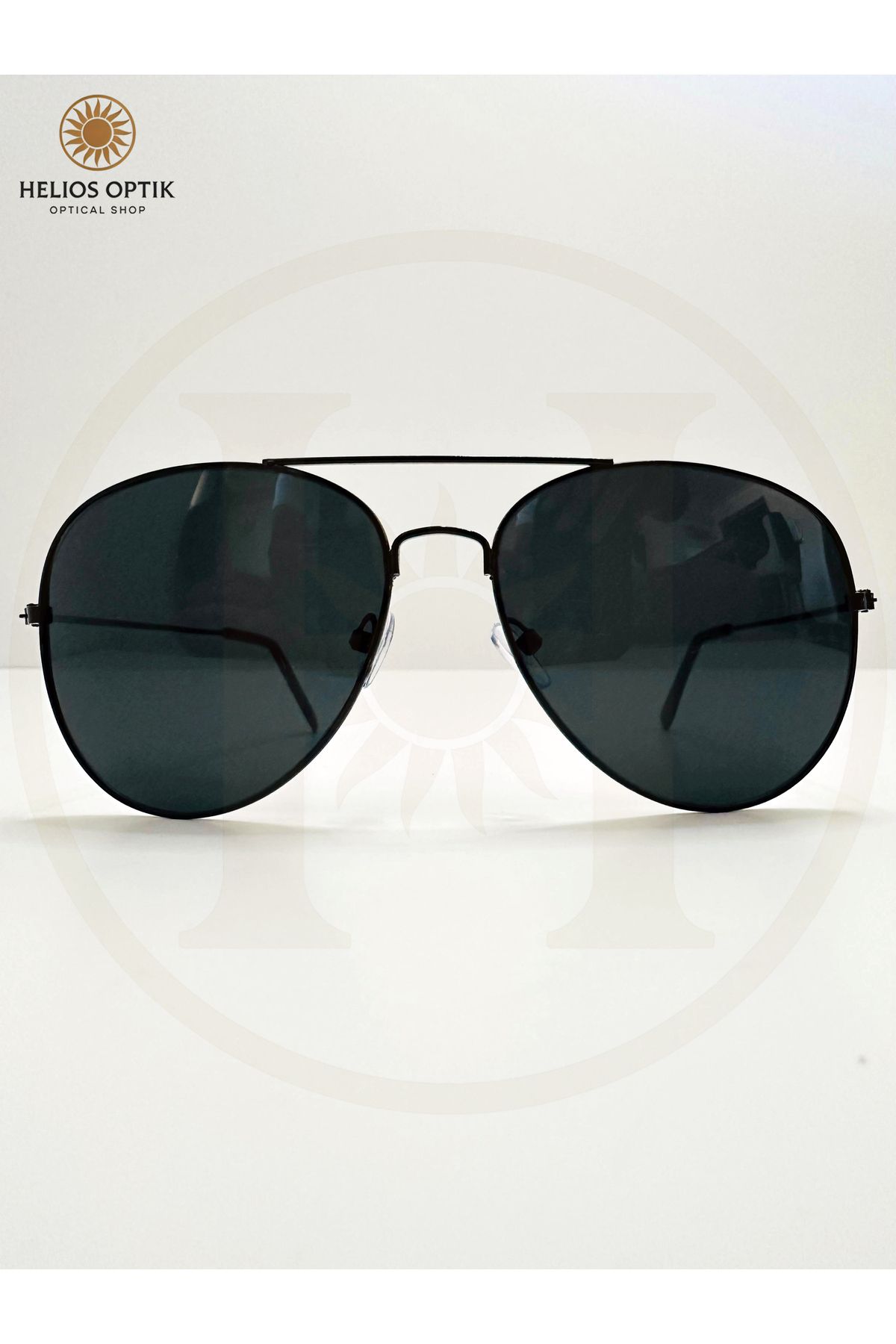 Helios Optik Unisex Metal Çerçeve Siyah Cam Aviator Güneş Gözlüğü