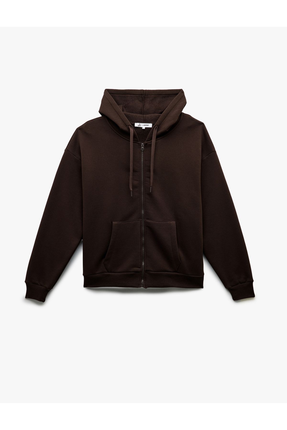 Koton Şardonlu Uzun Kollu Kapüşonlu Kanguru Cepli Oversize Fermuarlı Sweatshirt