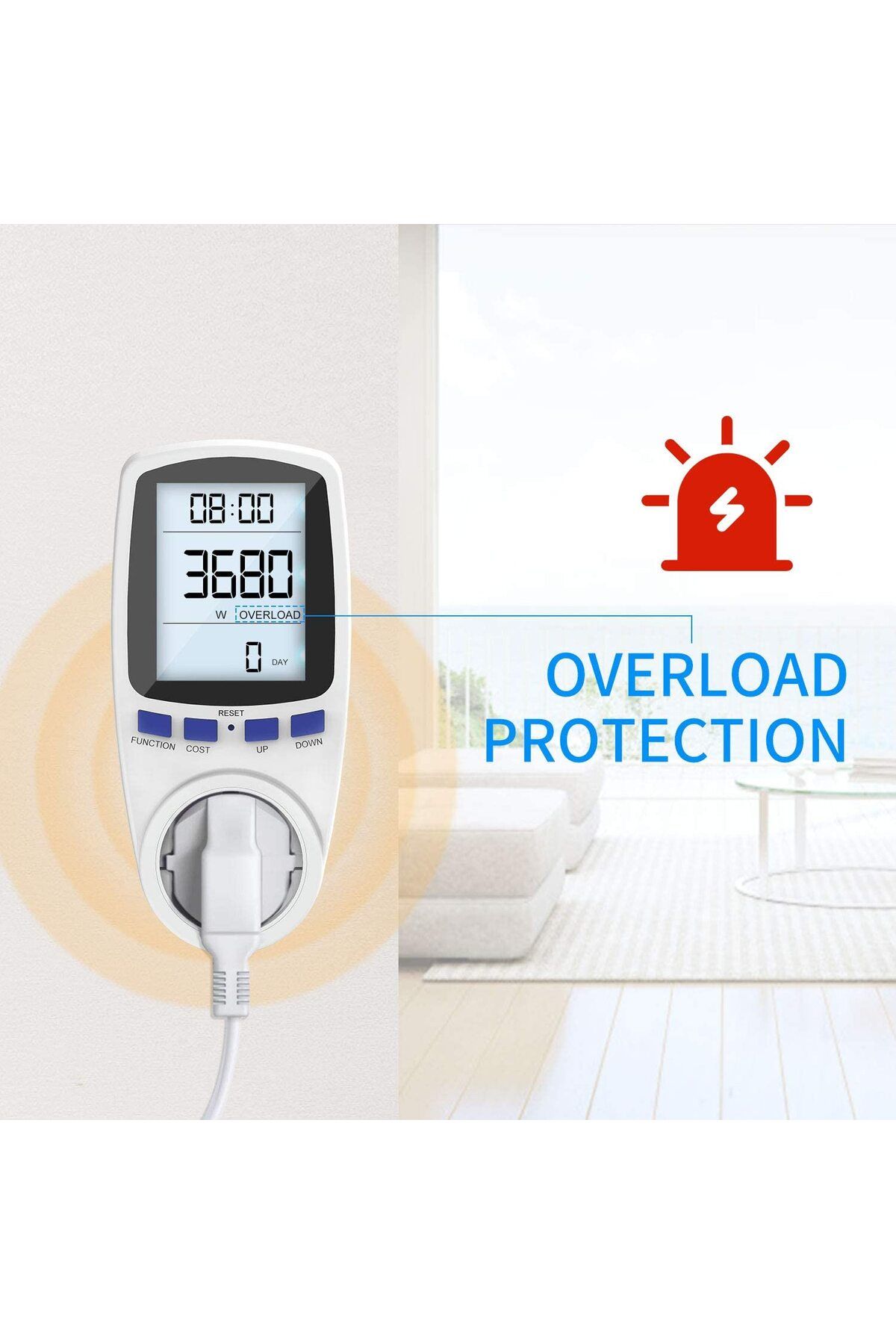 ideal STORE-Socket with digital wattmeter, MzoLife, LCD display, 230-250V, White 5