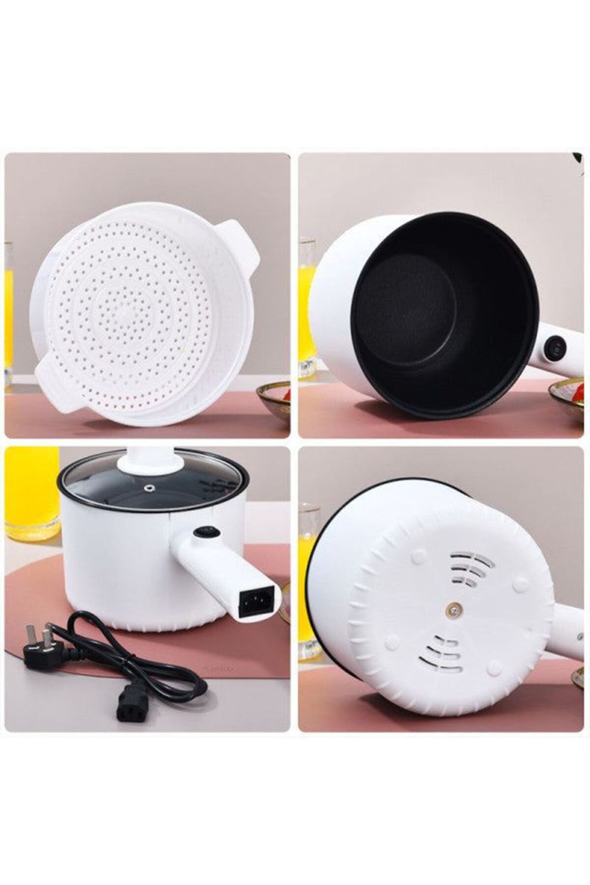 Generic-2 Layer 450w Electric Multifunctional Cooker For Noodles Egg Steam With Handle And Lid - 1.5 L 6