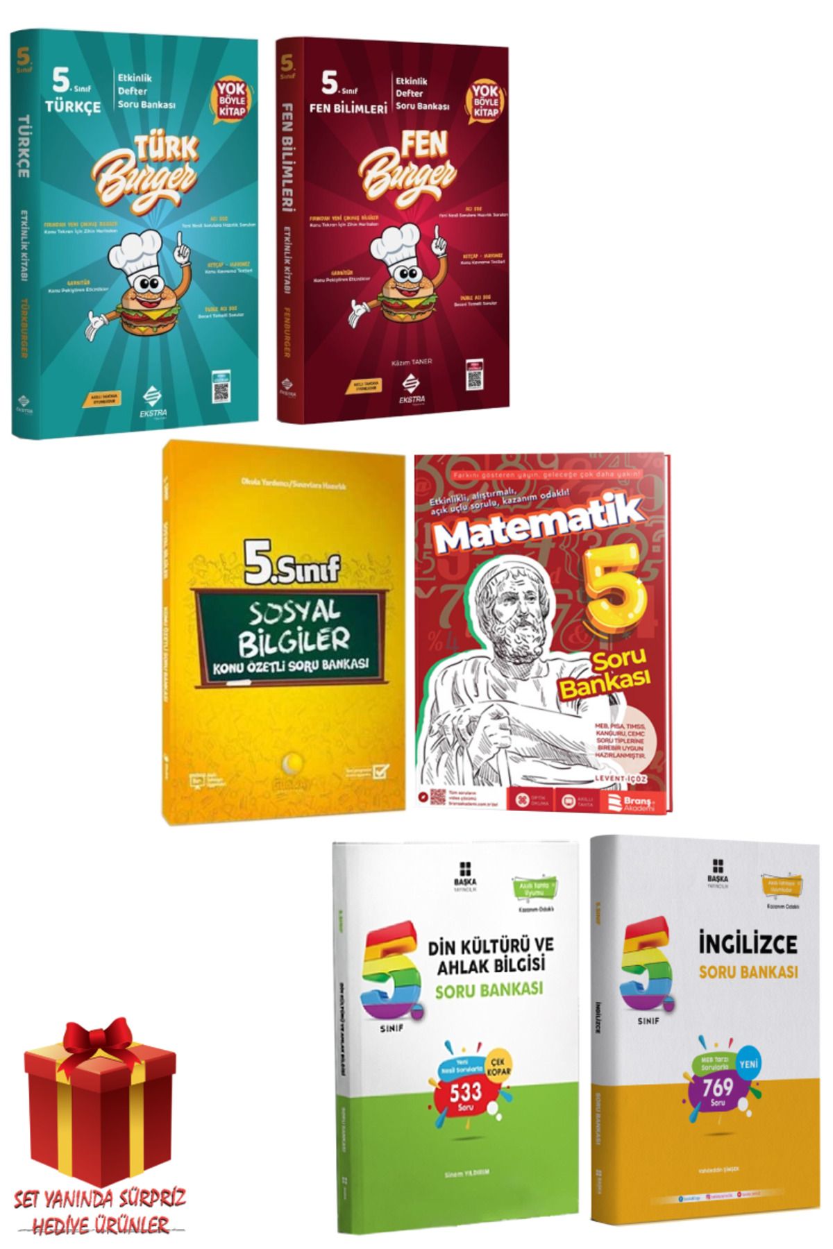 Başka Yayıncılık 5. Sınıf Türkçe+ Matematik+ Sosyal Bilgiler+ Fen Bilimleri+ Din Kültürü+ İngilizce Soru Bankası