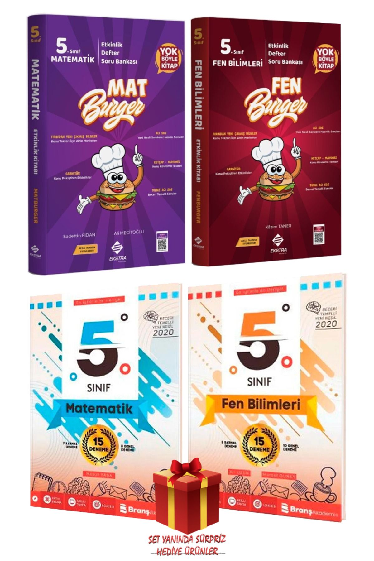 Başka Yayıncılık 5. Sınıf Matematik Soru Bankası+ Fen Soru Bankası+15 Matematik Deneme+15 Fen Bilimleri Deneme+Hediye
