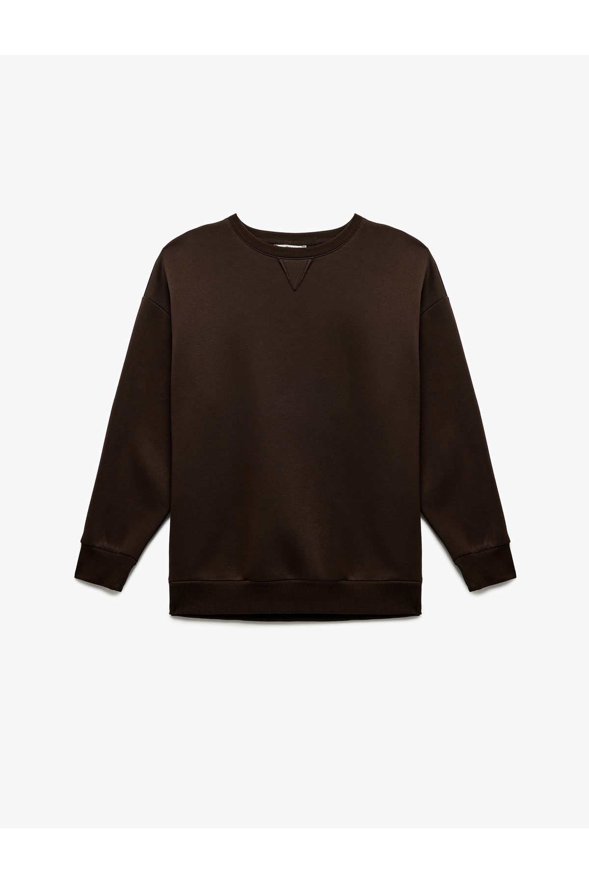Koton Üç İplik Şardonlu Uzun Kollu Bisiklet Yaka Oversize Sweatshirt