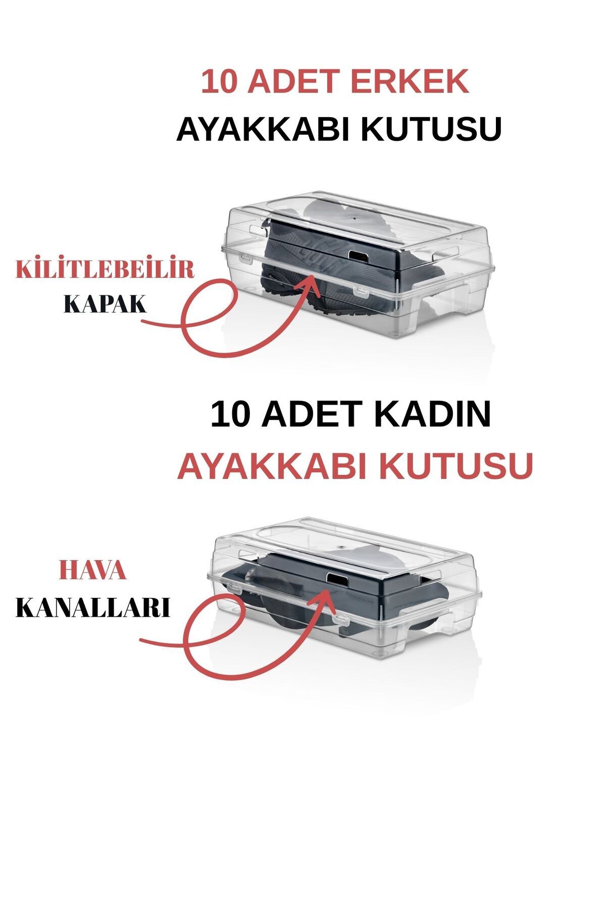 ALP HOME 20'li Ayakkabı Saklama Kutusu – 10 Erkek 10 Kadın Kapasiteli