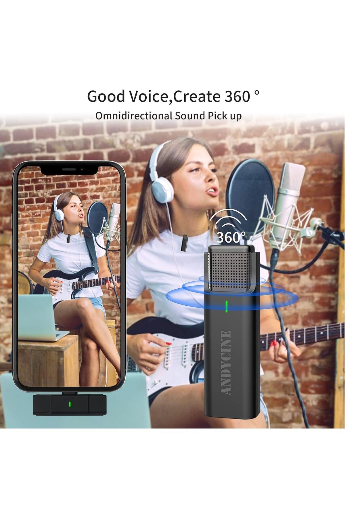 Generic-ميكروفون لاسلكي محمول بمدى 300 متر للتدوين بالفيديو (USB LIGHTNING) 7