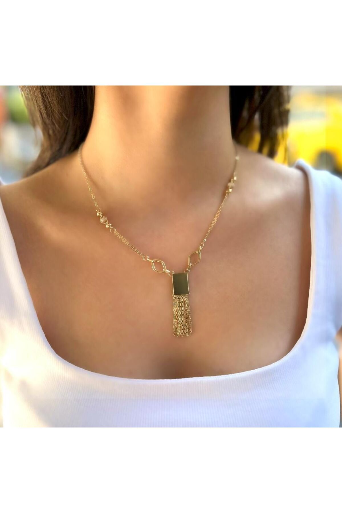 byBurak GOLD Sallantılı Tasarım Kolye – KLY1010
