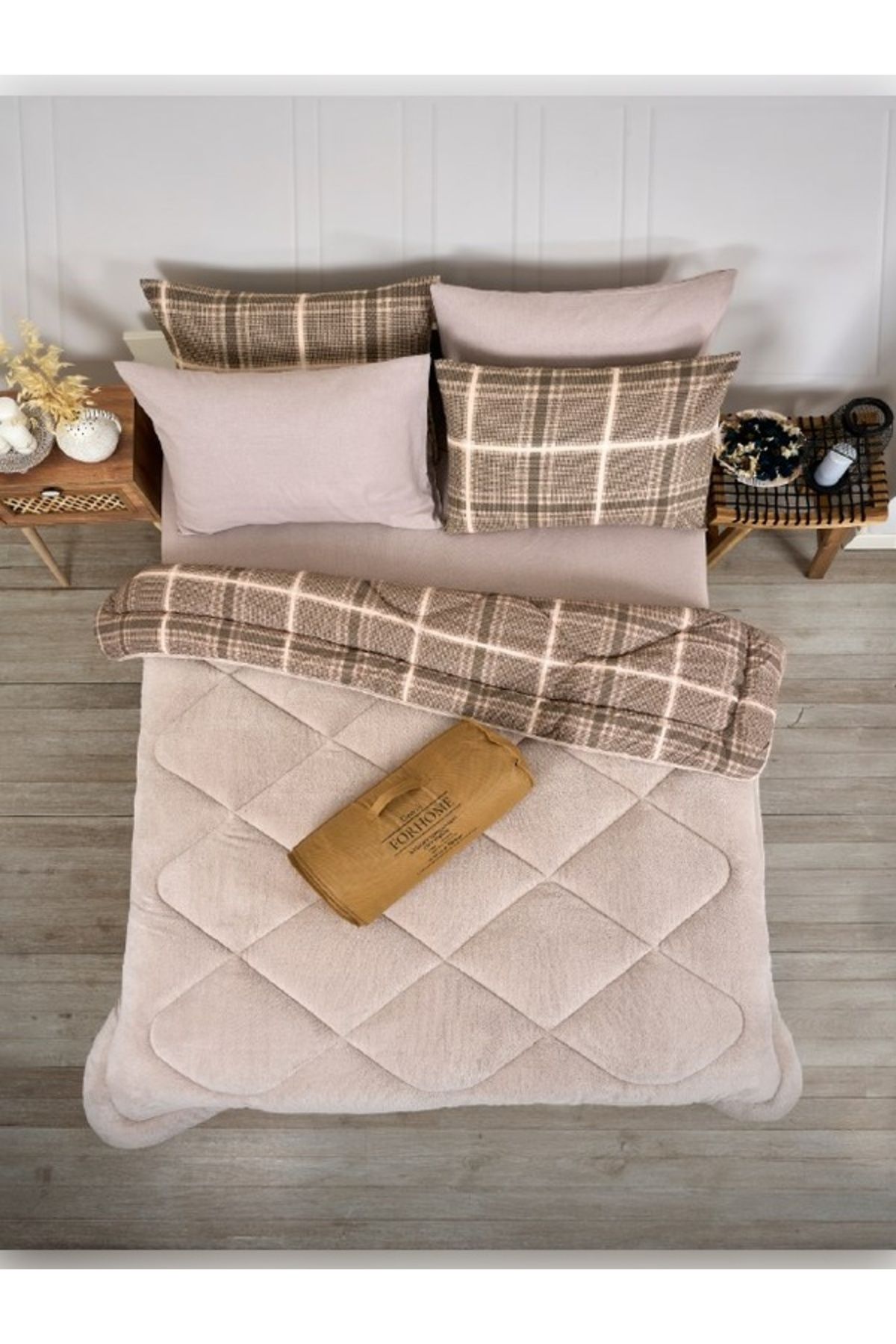 Sudemhome-Double Welsoft Sleeping Set Double Sided Wellsoft Fluffy Fleece Quilt and Battal Fitted Sheet 2