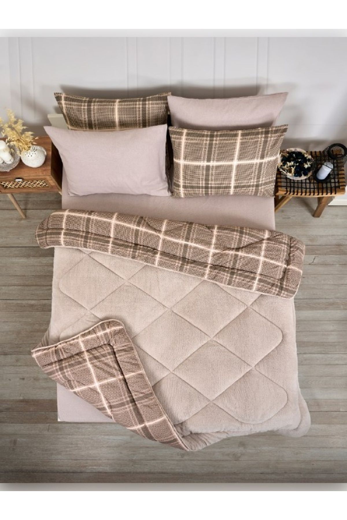 Sudemhome-Double Welsoft Sleeping Set Double Sided Wellsoft Fluffy Fleece Quilt and Battal Fitted Sheet 6