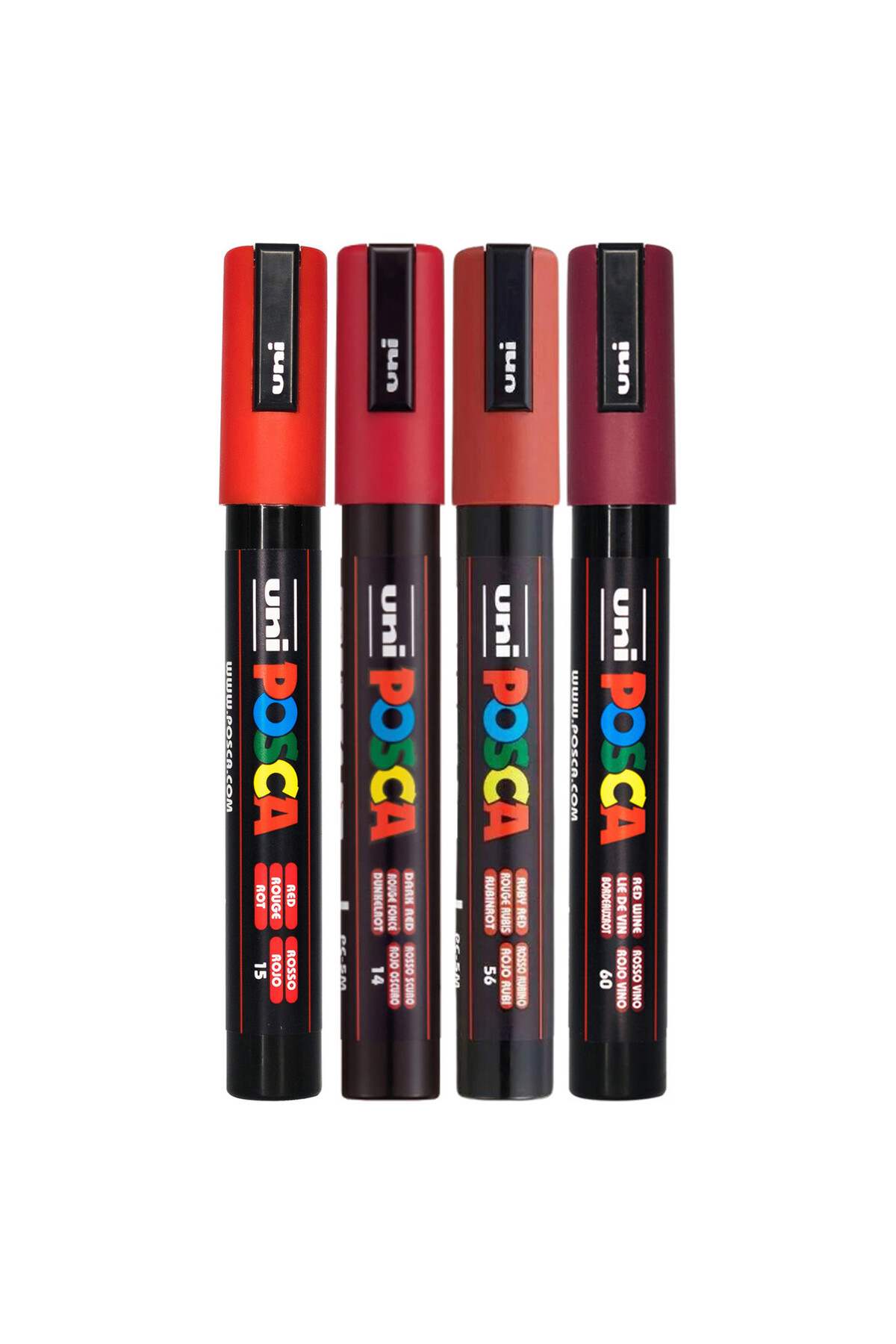 Posca PC-5M 1.8-2.5mm Marker Acrylic Paint Pen Set of 4 Shades of Red