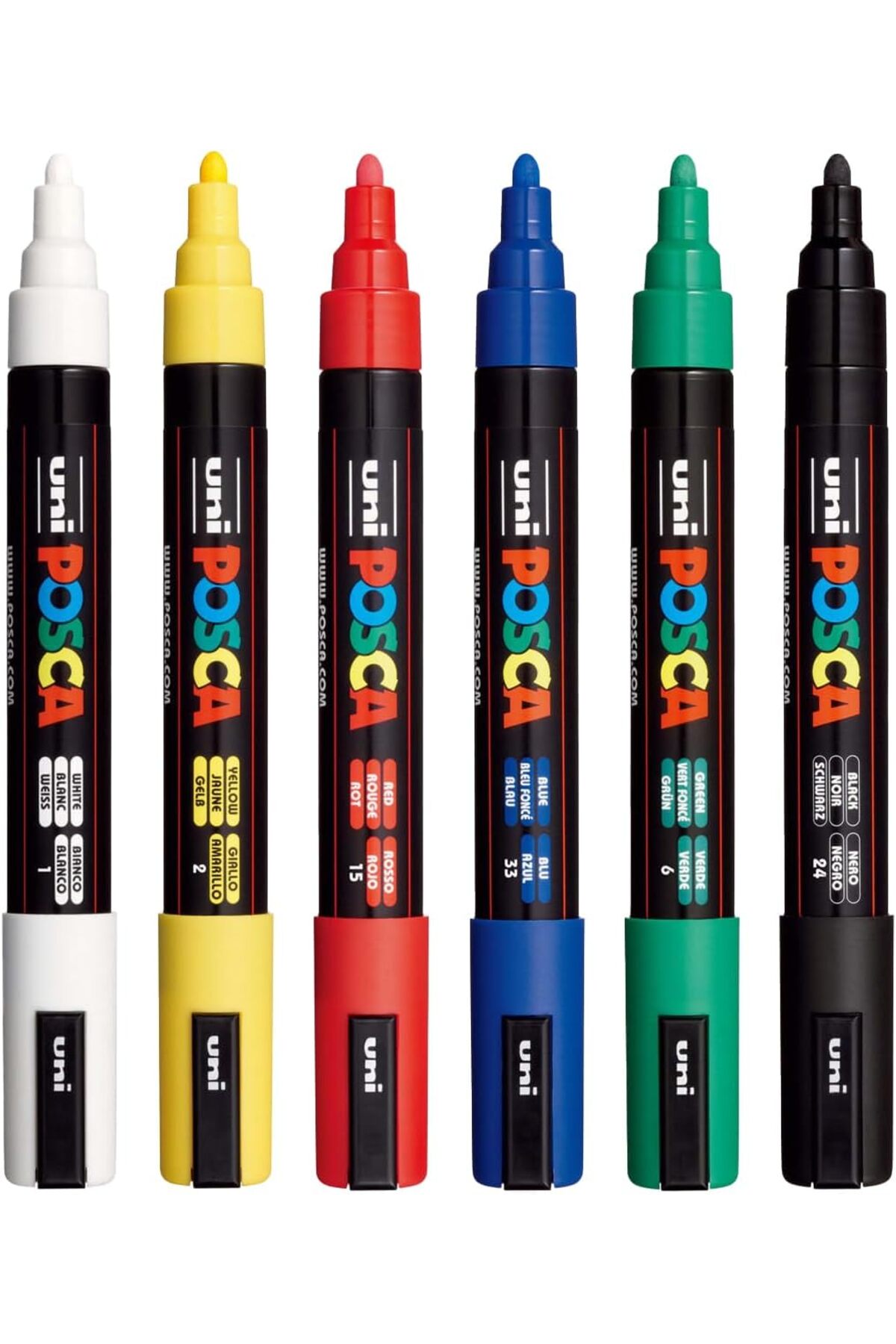 Posca PC-5M 1.8-2.5mm Marker Acrylic Painting Pen 6-Piece Basic Colors Set