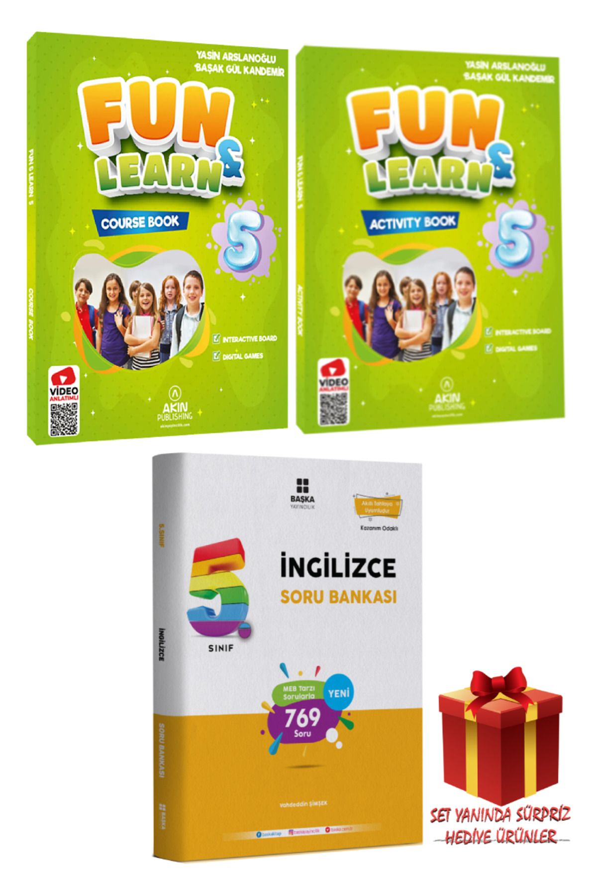 Başka Yayıncılık 5. Sınıf İngilizce Soru Bankası+Fun&Learn İngilizce Seti: Fun&Learn Course Book+Activity Book+Hediye