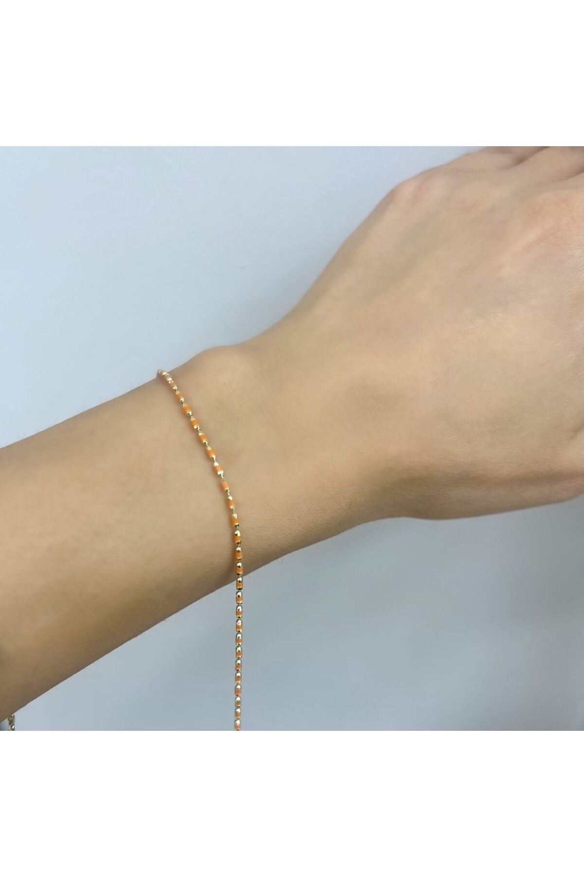 byBurak GOLD Turuncu Taşlı Bileklik – BLK0976