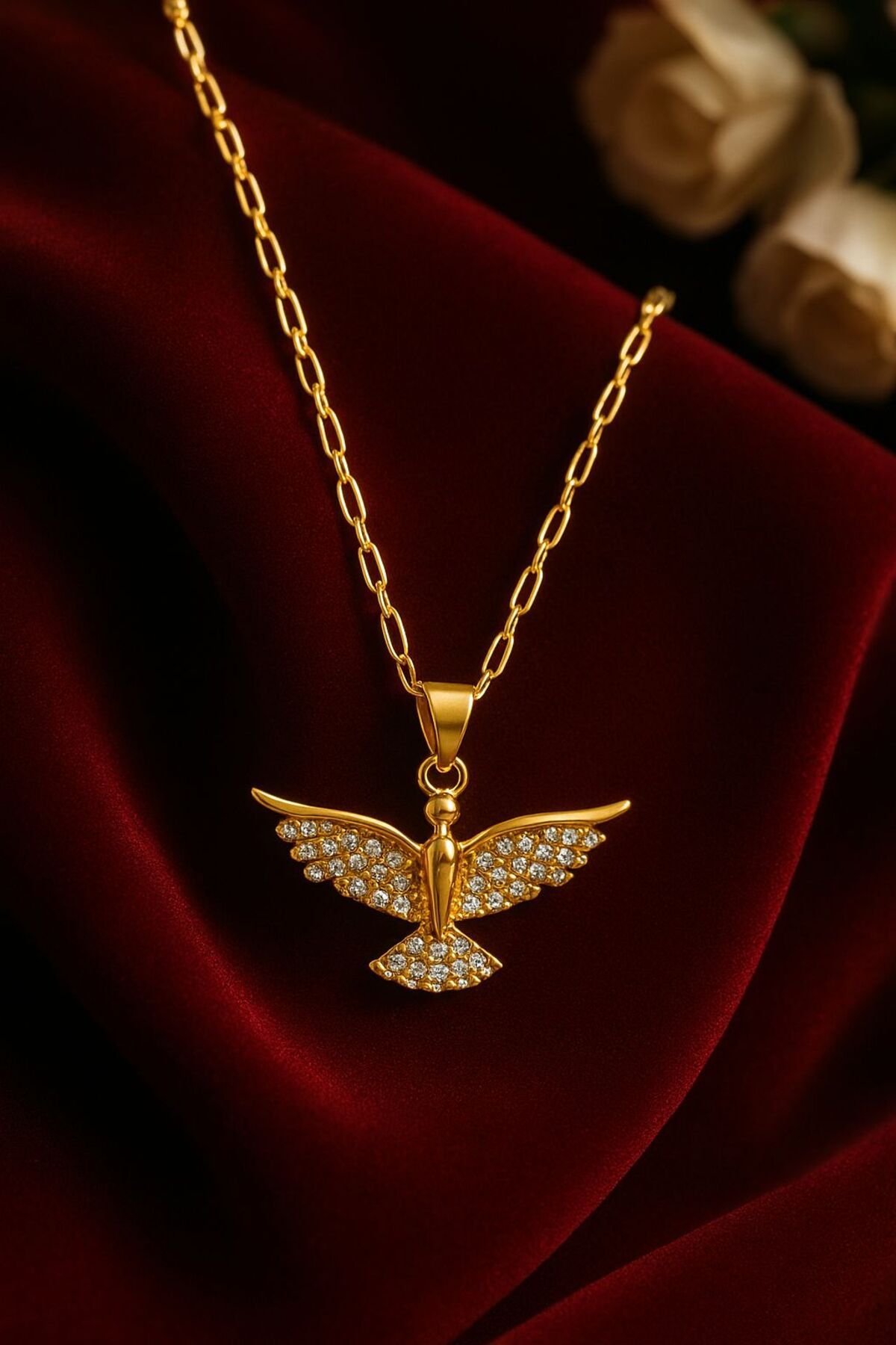 endlessstylish ✨ Özgürlüğü ve gücü simgeleyen Anka kuşu figürlü zarif altın kolye ✨