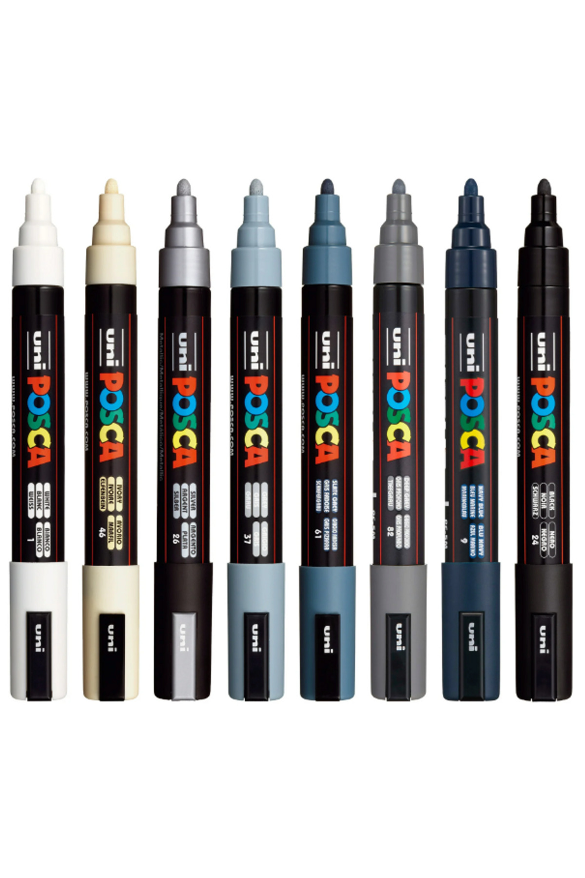 Posca PC-5M 1.8-2.5mm Marker Acrylic Painting Pen 8-Piece Monotone Colors Set