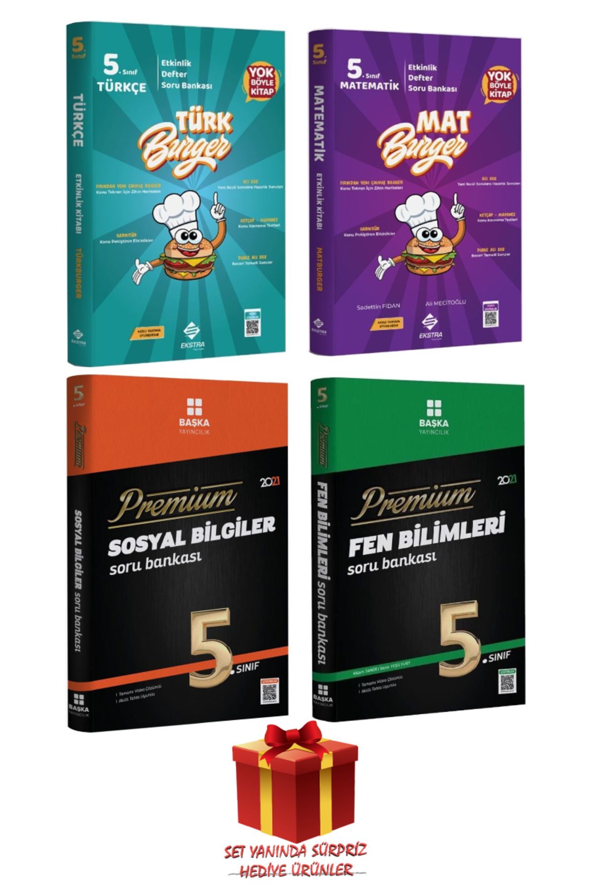 Başka Yayıncılık 5. Sınıf Türkçe+Matematik+Sosyal Bilgiler+Fen Bilimleri Soru Bankası Seti+Hediye