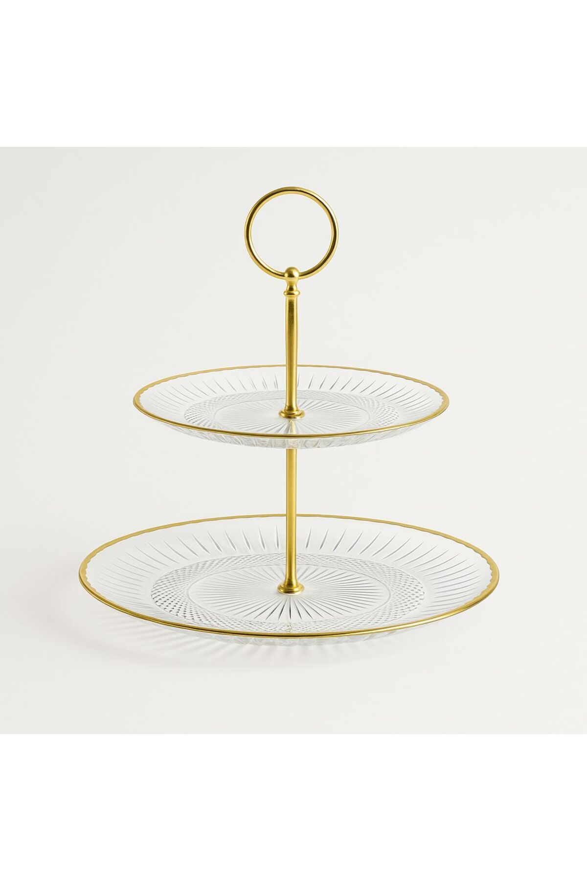 ela777 Golden Glow Cam Katlı Servis 19+28 cm Şeffaf-Gold
