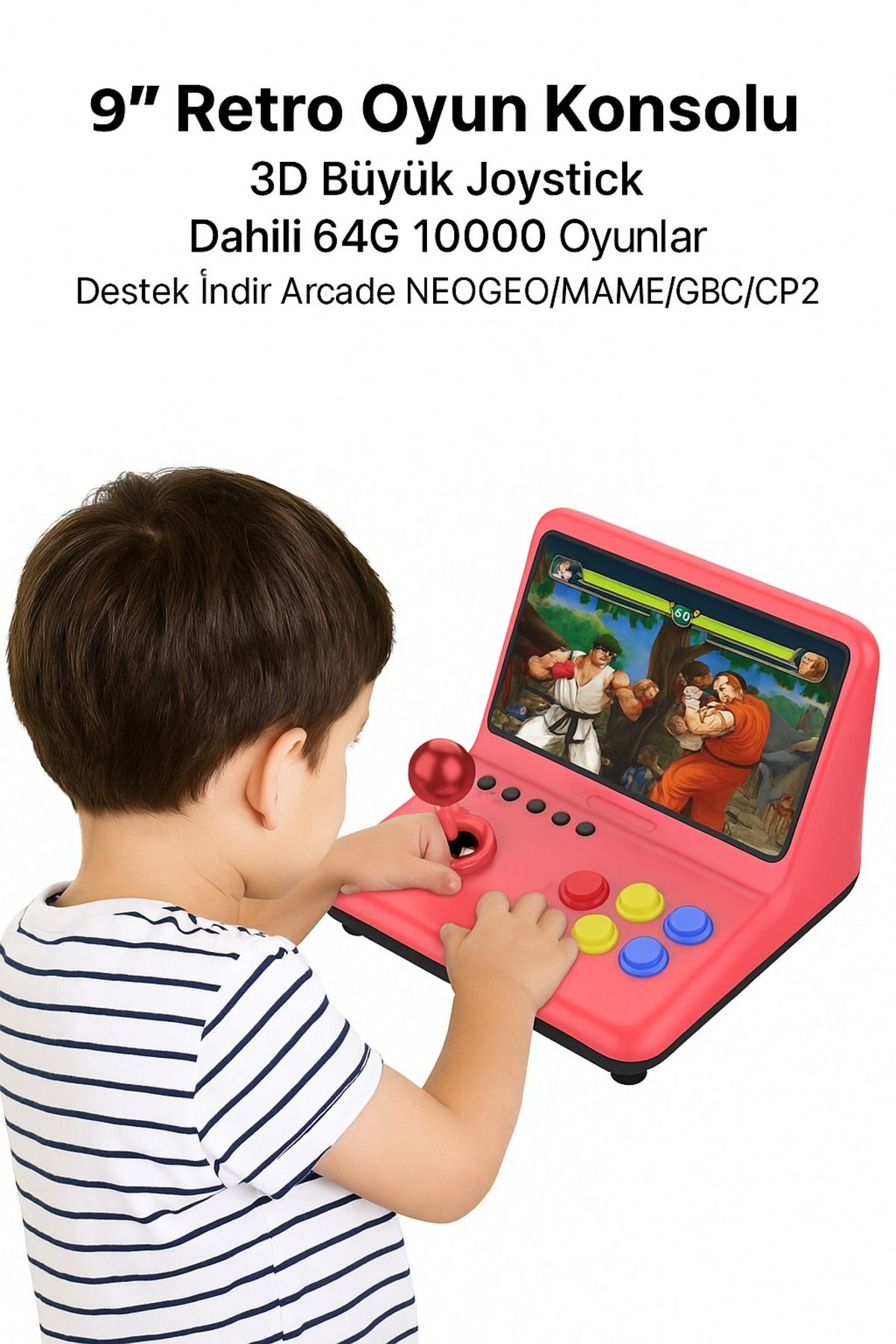 DigiMonster 9" Retro Oyun Konsolu | 64GB Hafıza, 10.000+ Oyun | 3D Joystick ile Efsanevi Arcade Deneyimi!