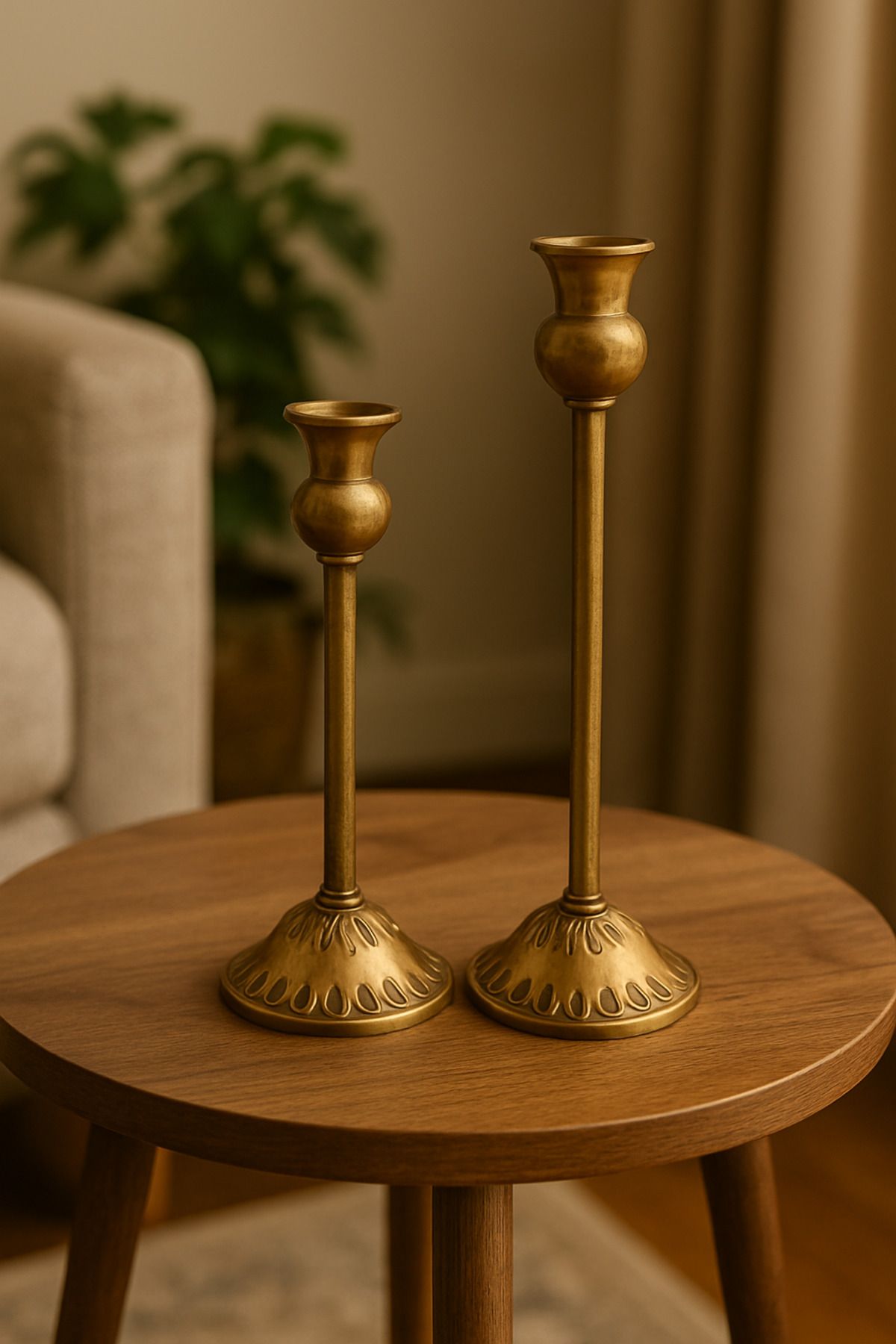 LÂDEN AYDINLATMA 2’Lİ ANTİK GOLD MUMLUK\ŞAMDAN TAKIMI