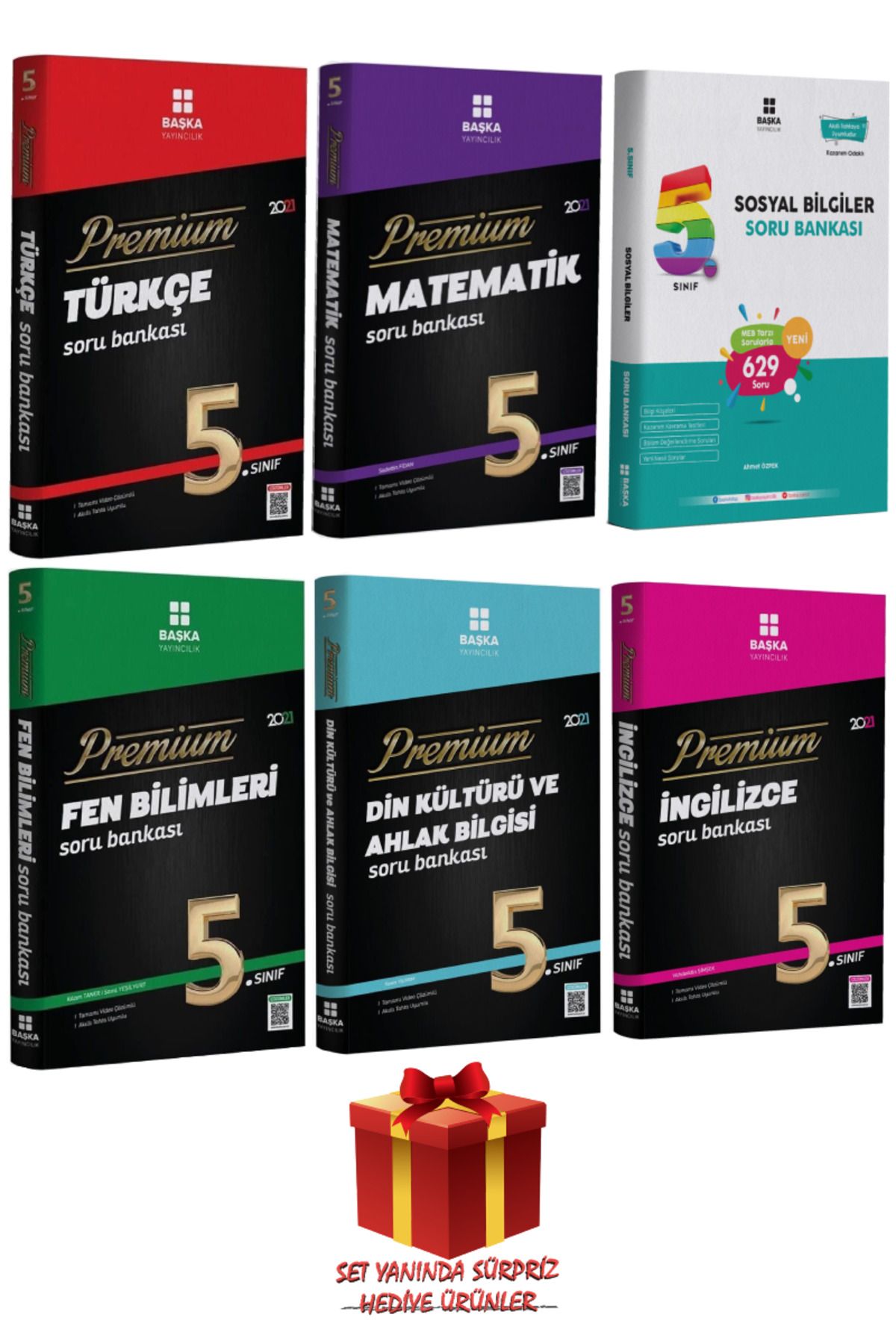 Başka Yayıncılık 5. Sınıf Türkçe+Matematik+Sosyal Bilgiler+Fen Bilimleri+Din Kültürü+İngilizce Soru Bankası Seti