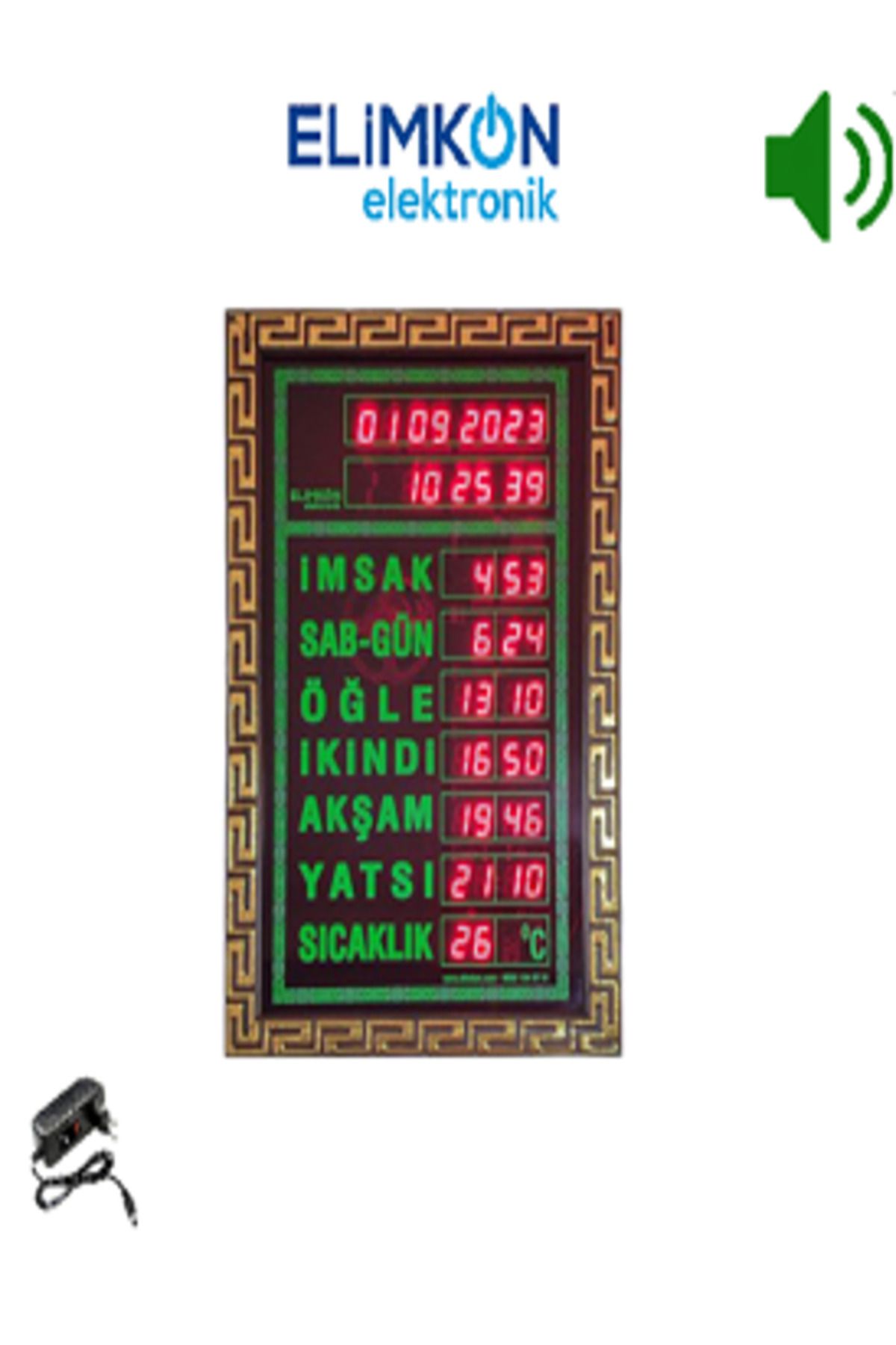 Elimkon VAKİTMATİK DİJİTAL İMSAKİYE EV OFİS TİPİ EZANLI YEŞİL