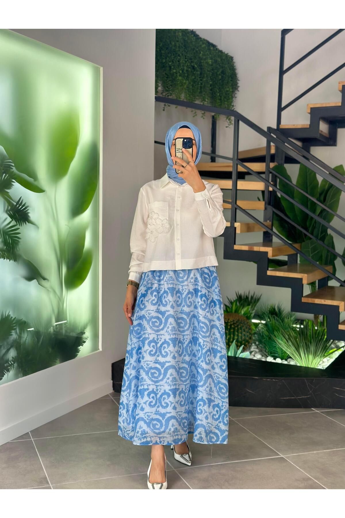 Armine Trend Eteği Desenli Takım 25YT6133 Mavi