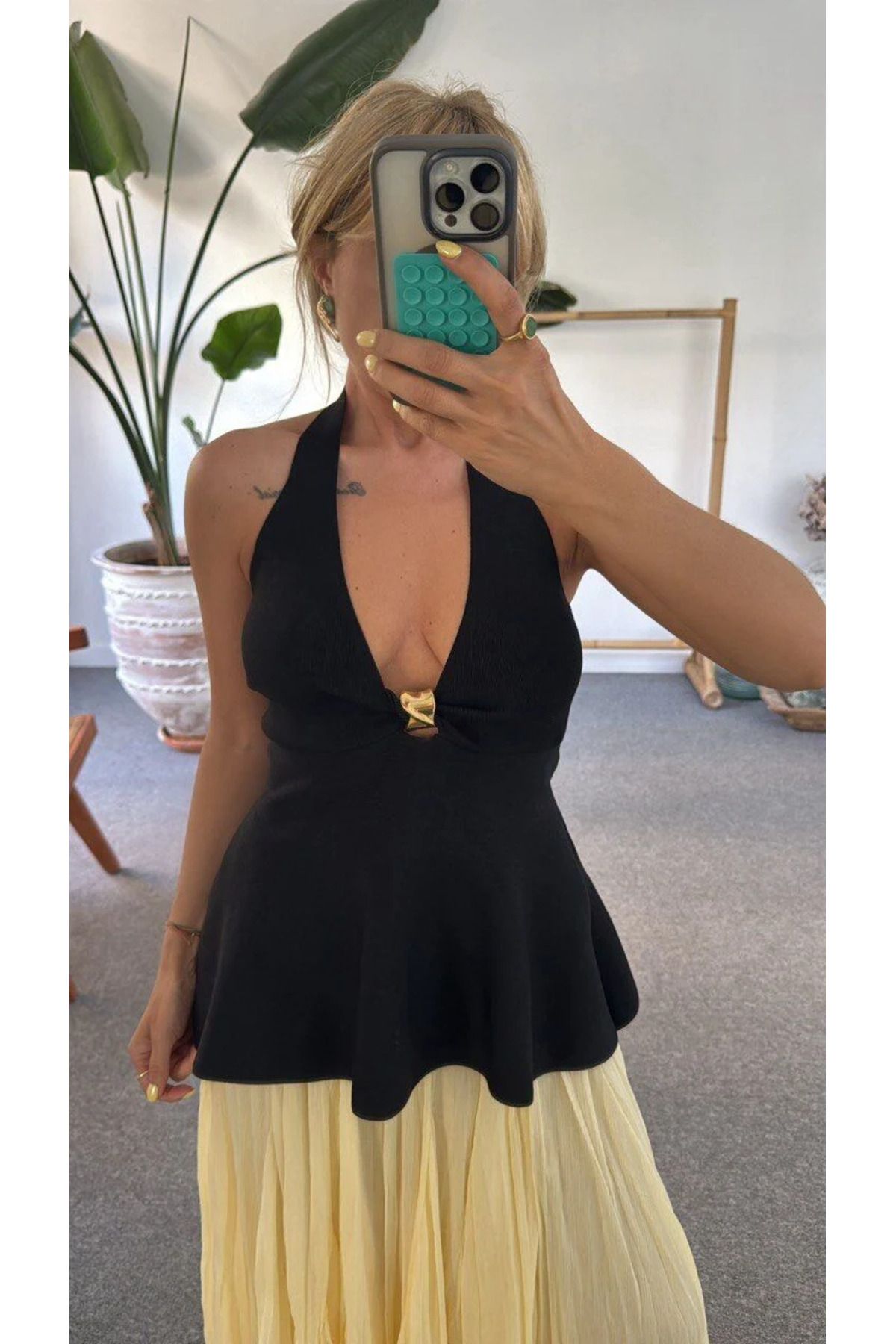 TERRA ROSSA BOUTIQUE HALTER YAKA PEPLUM TRİKO