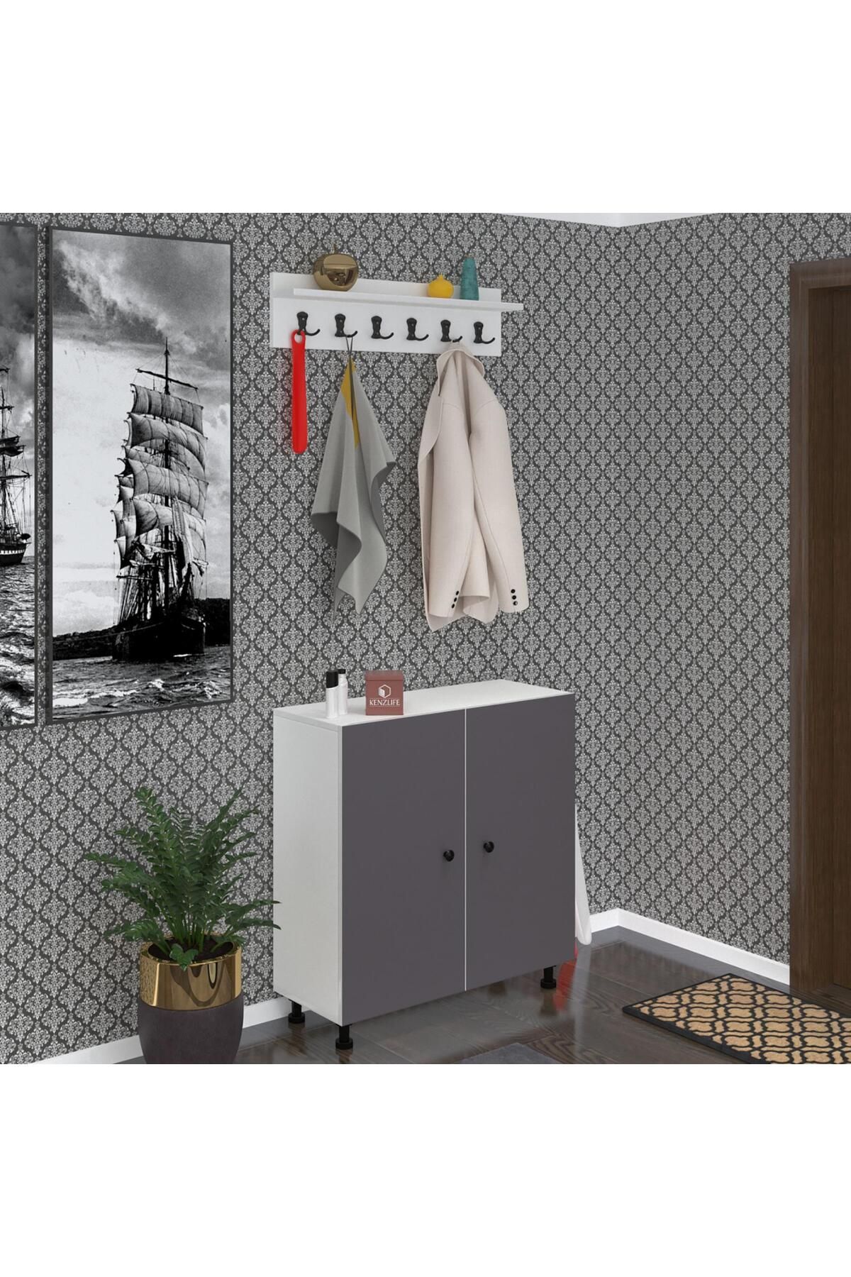Kenzlife portmanto ayakkabılık ve askılık sandal5 gribyz 83*120*32 otuz çift ayakkabı kapasitesi
