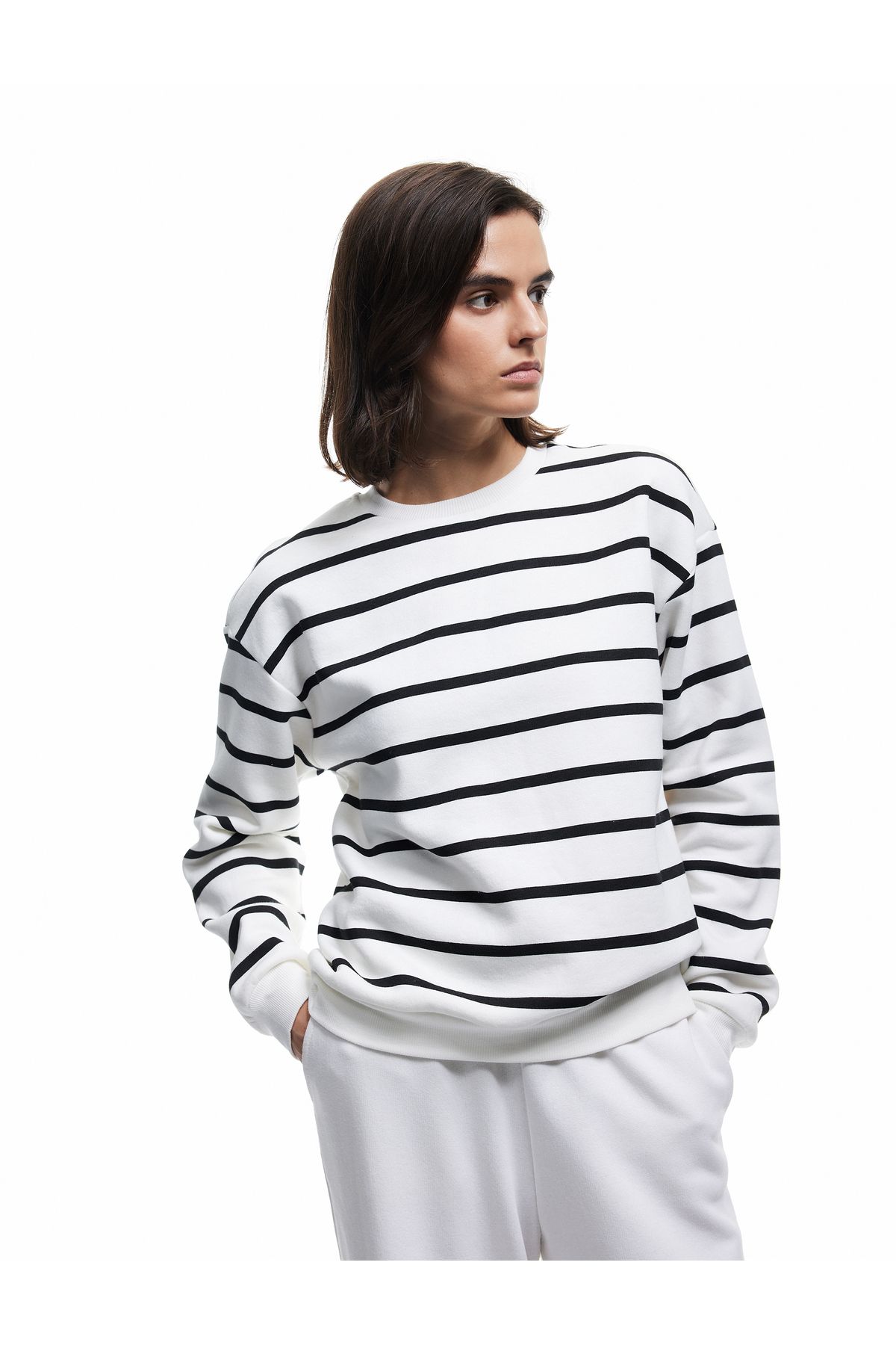 Koton Üç İplik Şardonlu Uzun Kollu Bisiklet Yaka Sweatshirt