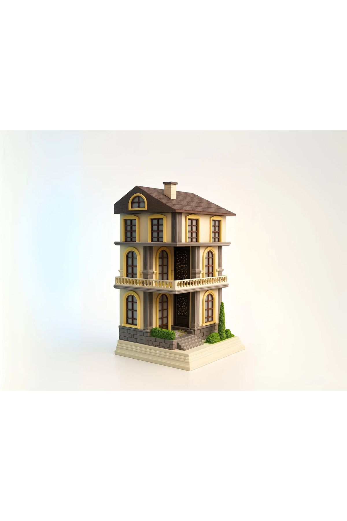 Phigo Villa Model Dekoratif Maket Ev 25 cm – Kişiye Özel İsim Yazılabilir 3D Baskı Modern Mimari Biblo