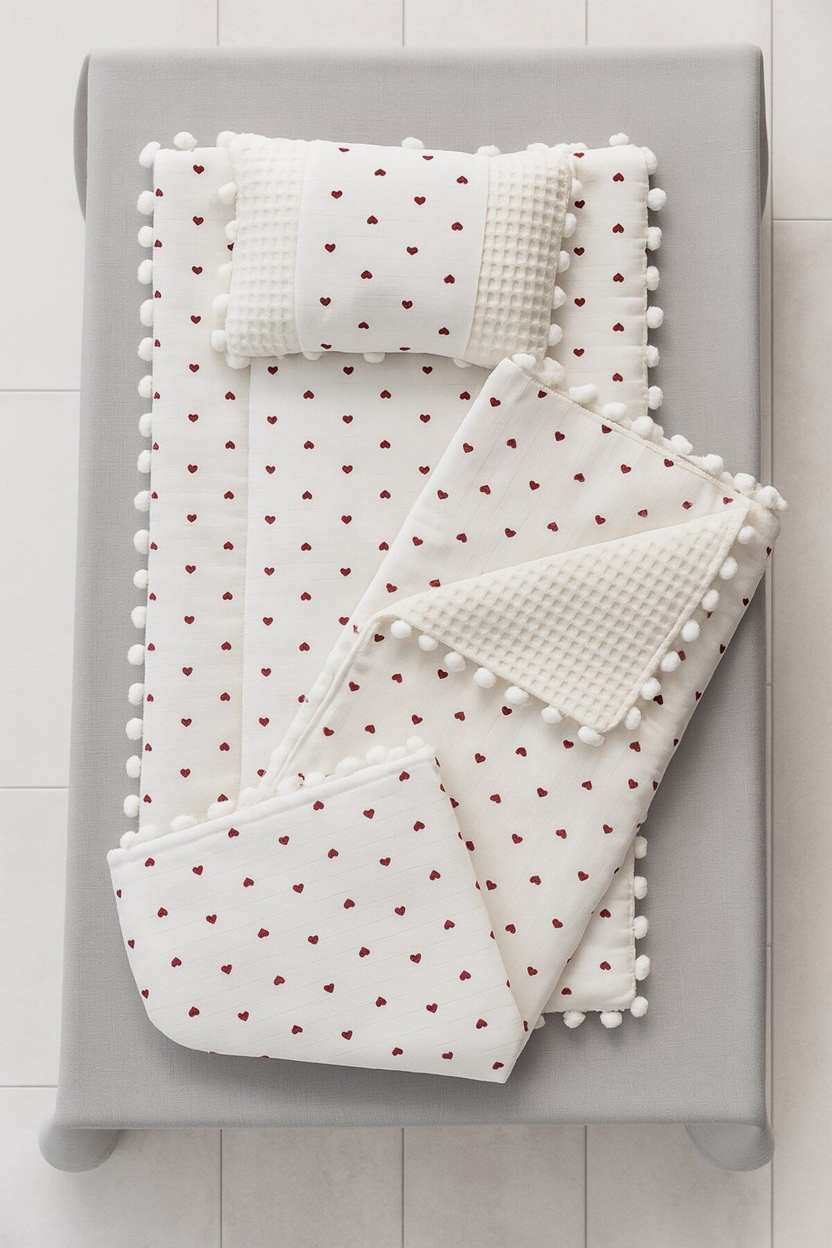 voyyo kids baby Battaniyeli Bebek Alt Açma Seti, Minderi , Müslin, Bebek Yastığı, Yenidoğan, Beşik , Bebek Ürünleri