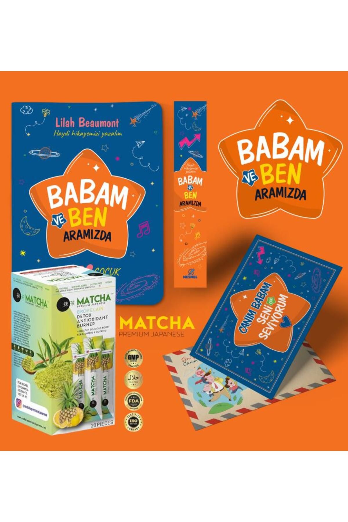 nesnel yayınlar Babam ve Ben Aramızda Ayraç Kartpostal - Bromelain Matcha Çayı