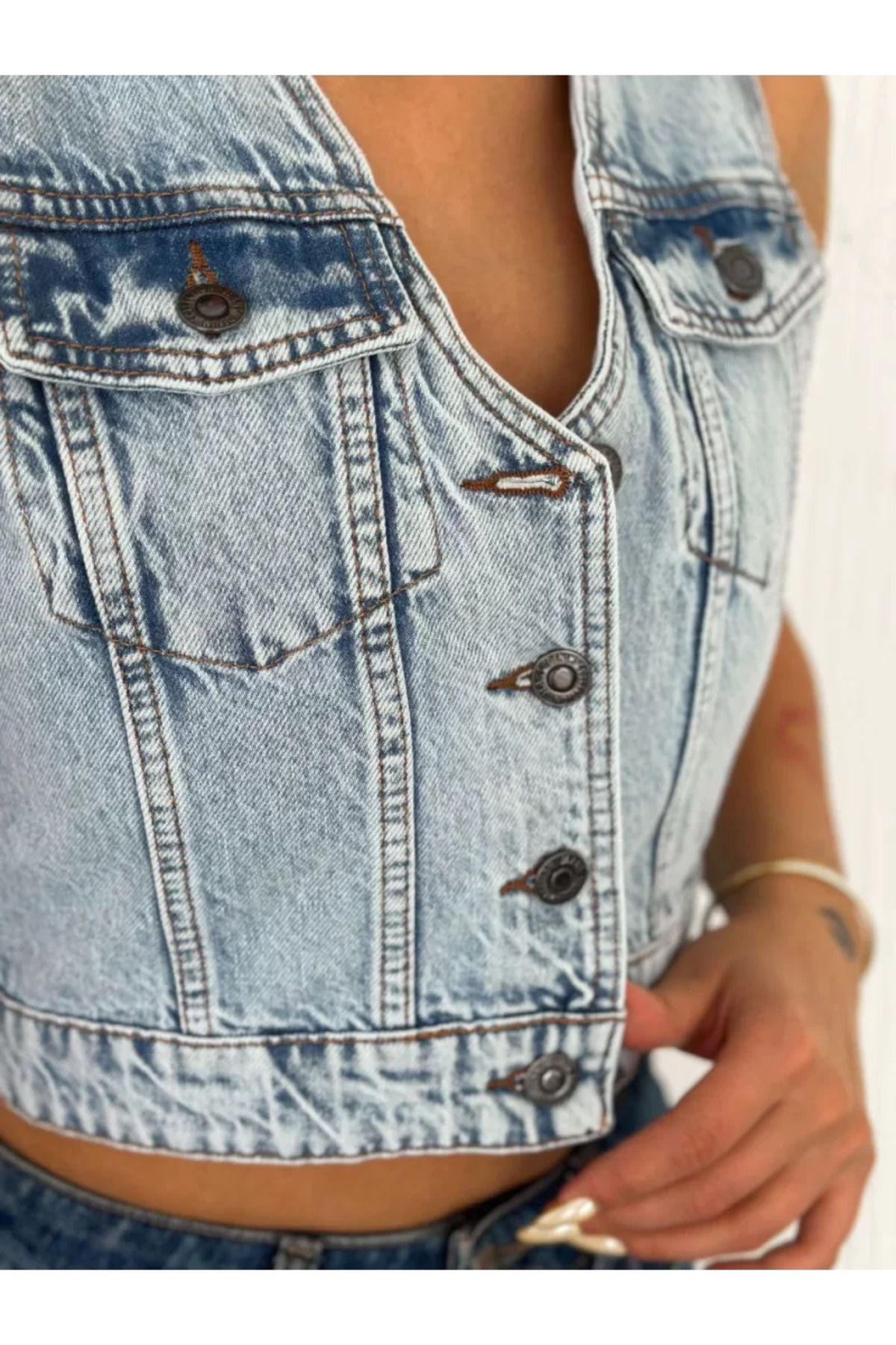 ruum fashions Kot Jeans Kadın Yelek