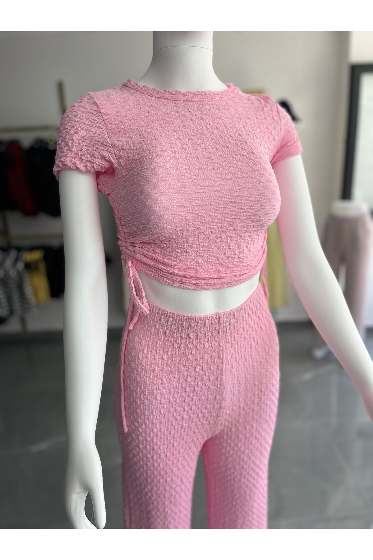 MODA İkili takım bürümcük pantolon crop alt üst
