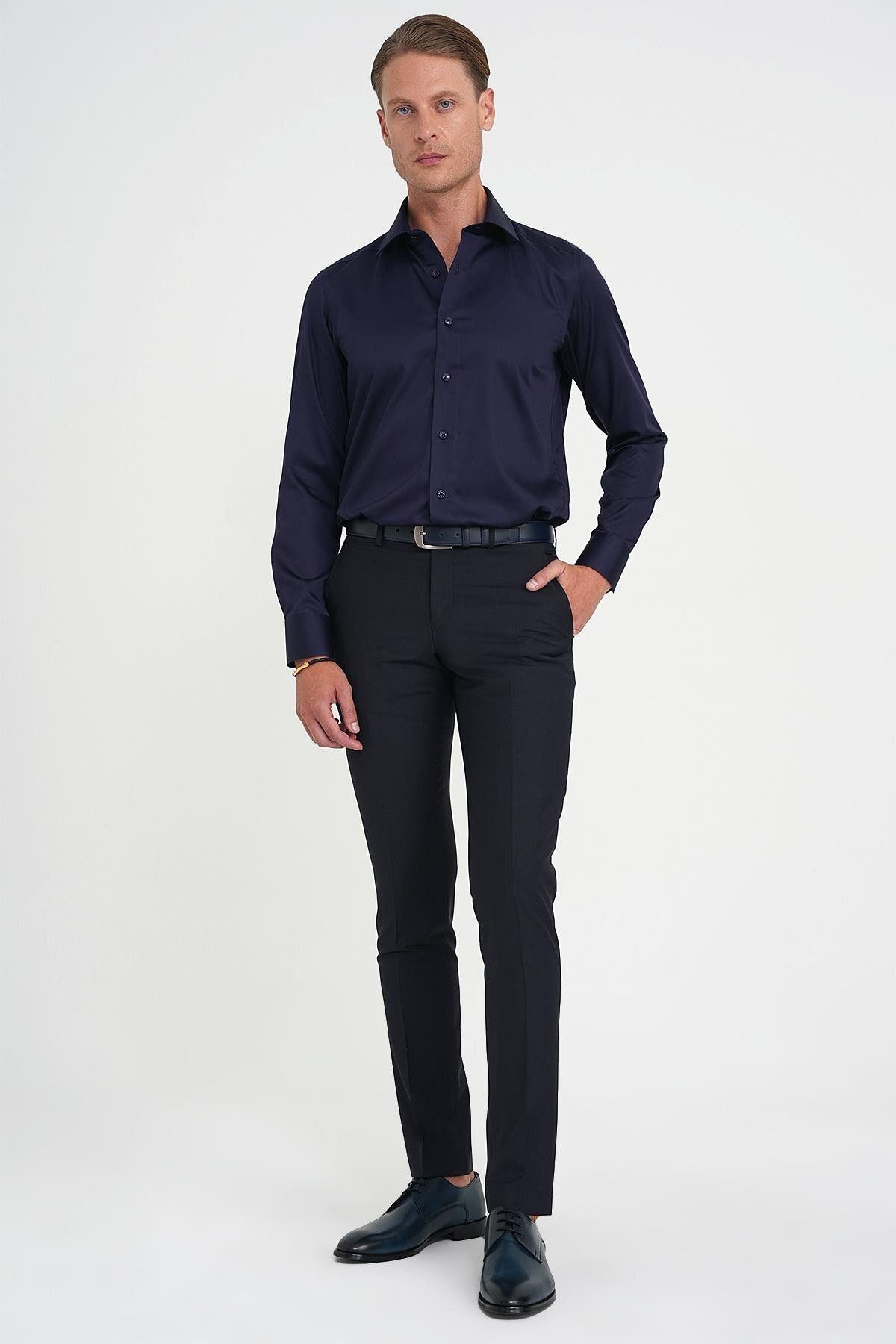 Efor GK 734 Slim Fit Lacivert Klasik Gömlek