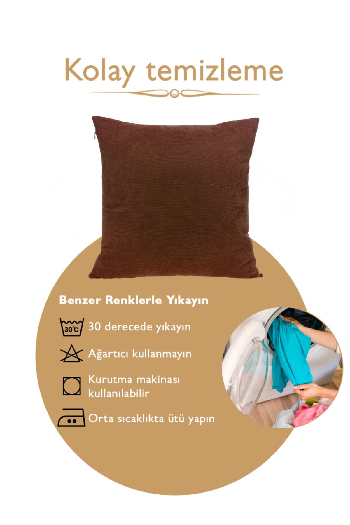 ÖZENEV-Panoroma Coffee Plain Plain Throw Pillow Case Suitable for Punch (Punch) Processing Decorative Pillow Case 45X45 4