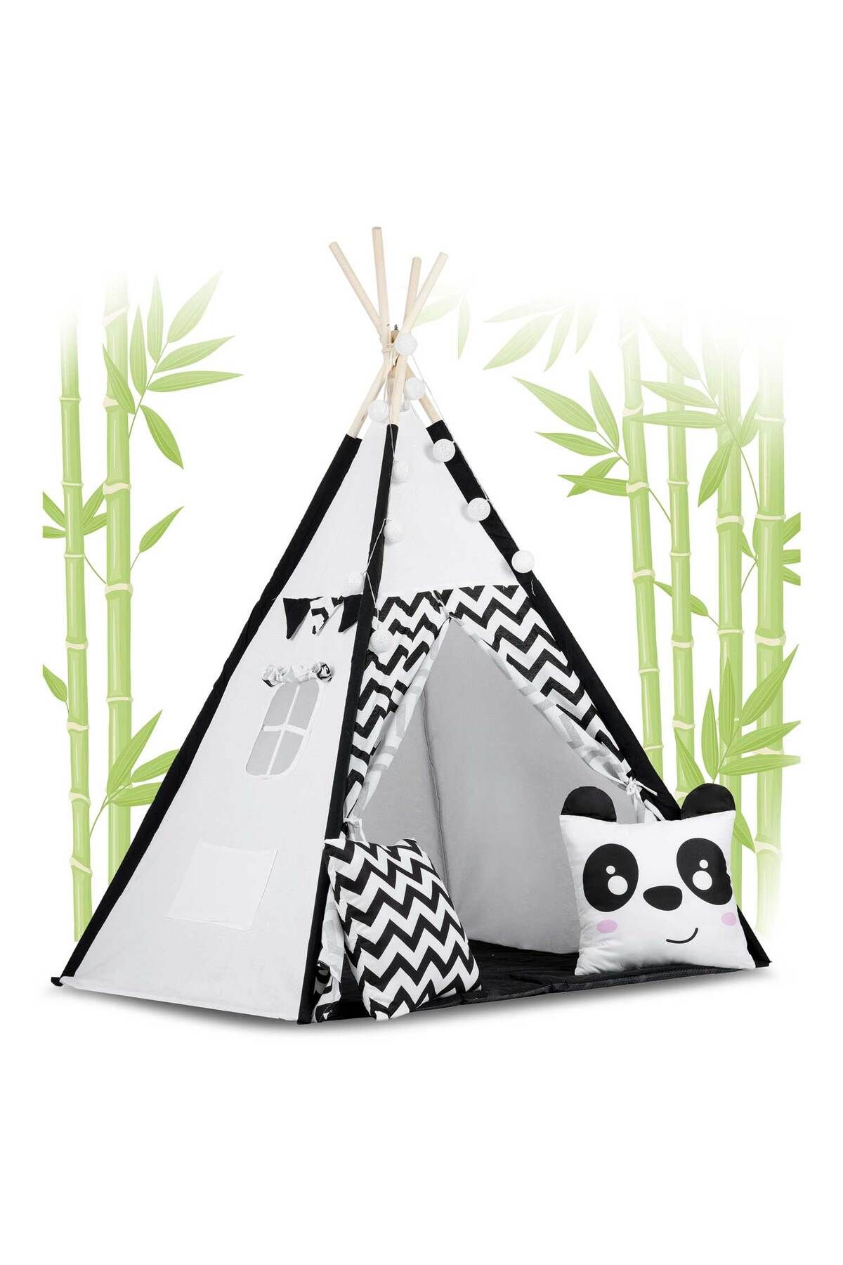 ideal STORE-idealStore TIPI Play Tent with Lights, Tipi model, Natural Cotton, with Cushions, Insulating Mat, Str 3