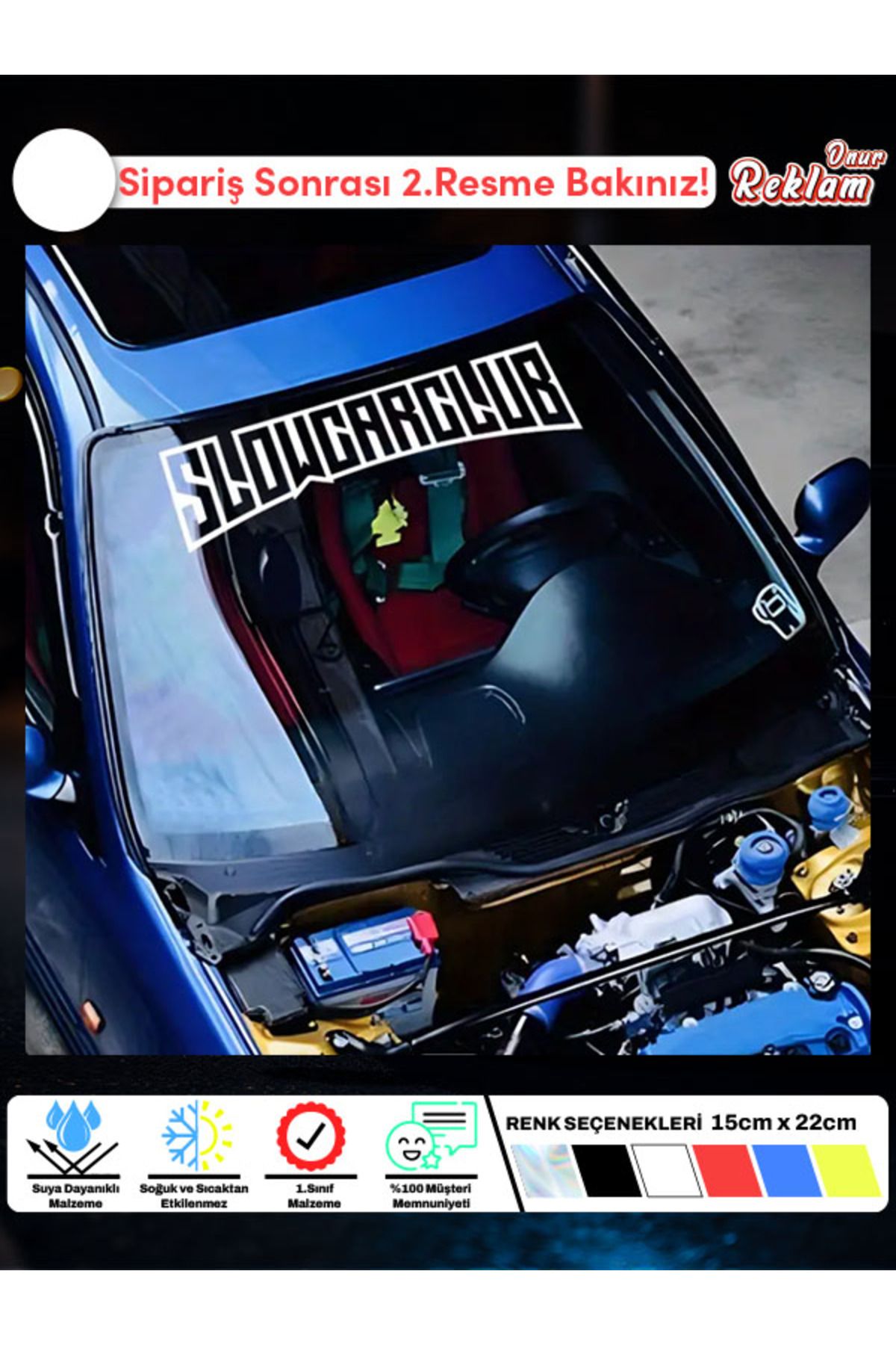 Onur Reklam SLOWCARCLUB Araba Sticker – Mizahi Tasarım – 35x9 cm