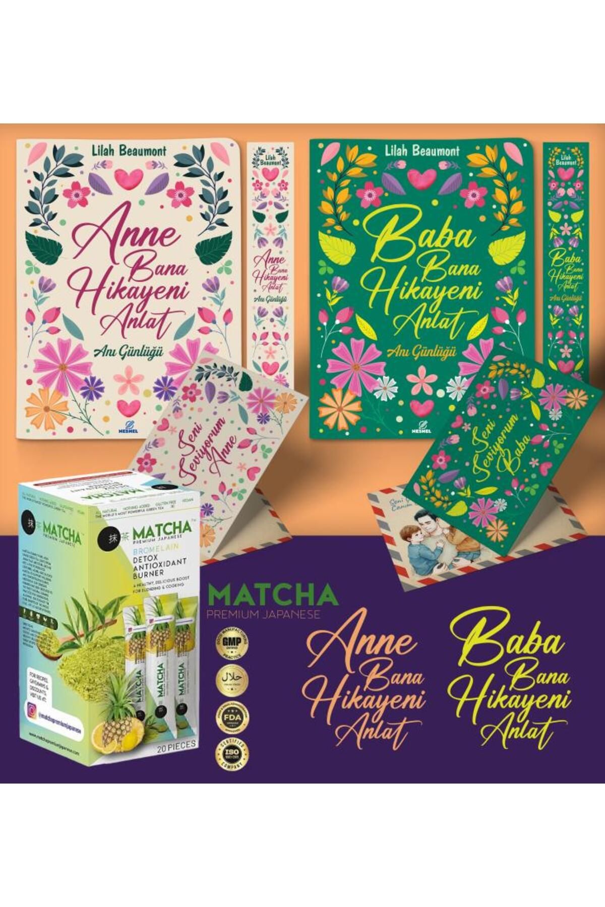 nesnel yayınlar Anne ve Baba Bana Hikayeni Anlat Ayraç Kartpostal - Bromelain Matcha Çayı