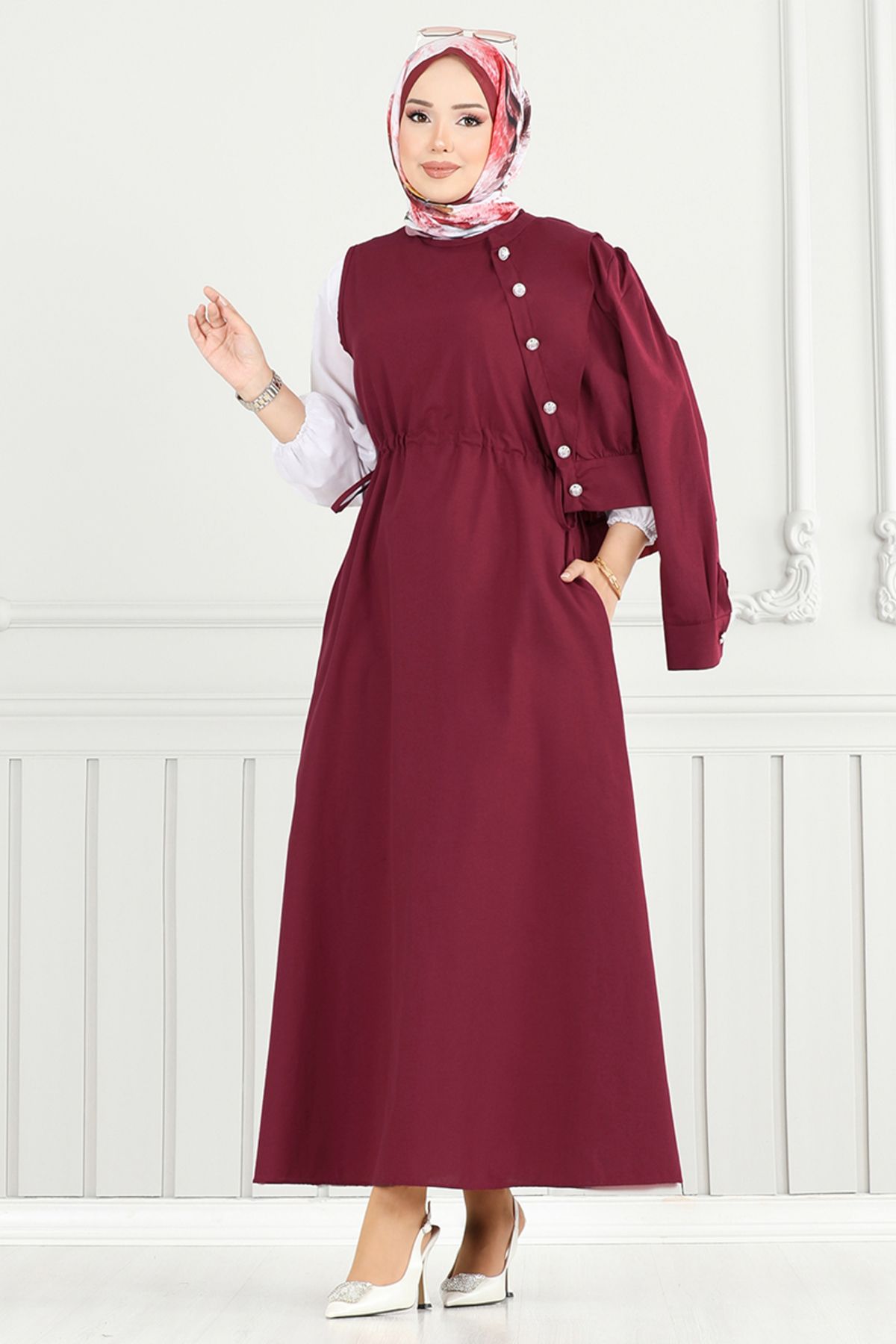 ModaMerve Tesettür Jile Takım 4450KTR927-M Bordo