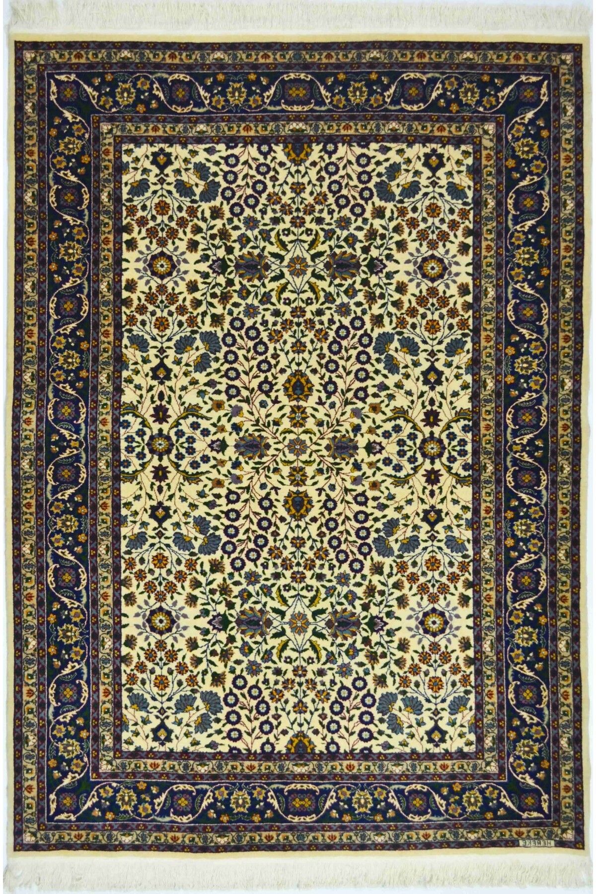 Handmade Yedi Dağın Çiçeği Desenli Krem Renk El Dokuma Hereke Halısı 140x195 cm (2.73 m²)