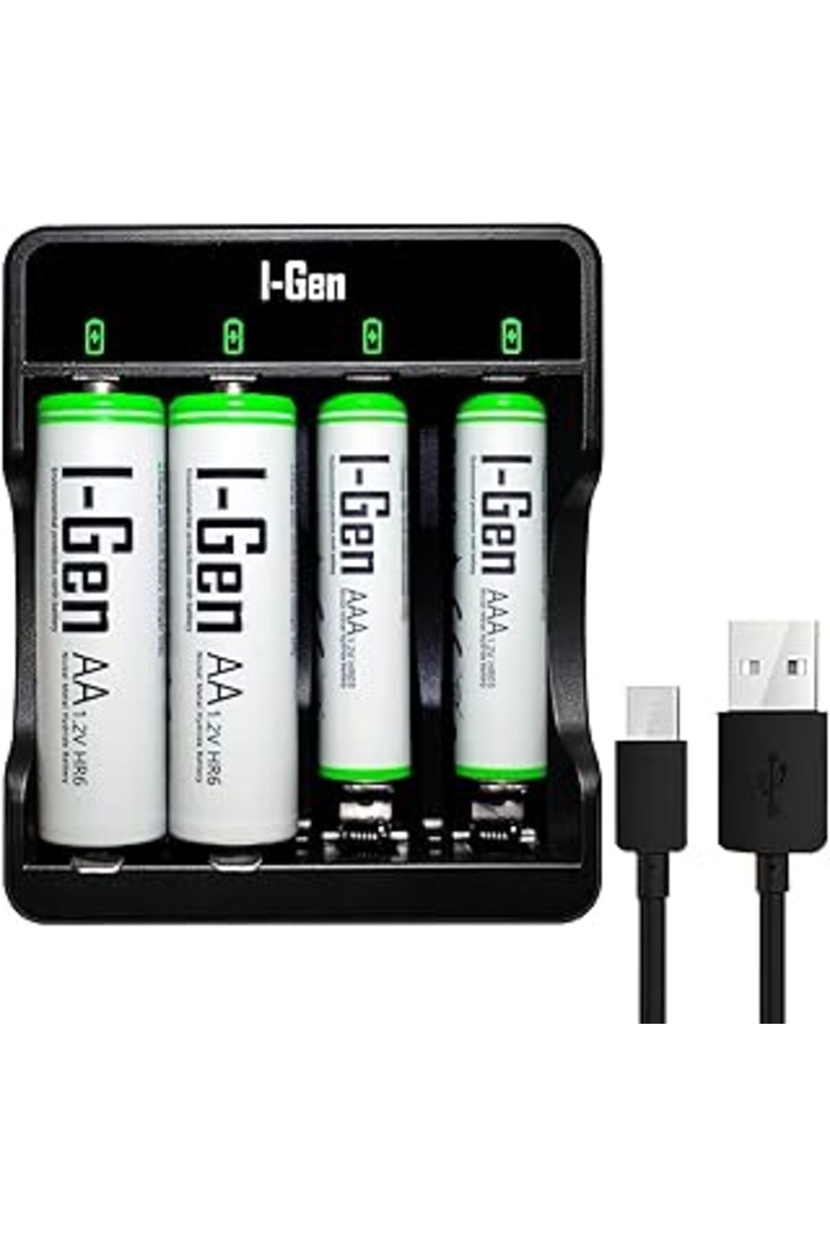 TBSProjects I-Gen G479 4'Lü Pil Şarj Aleti + 2 Adet Aa 2700 Mah + 2 Adet Aaa 900 Mah Şarjlı Kalem Pilli Set 1.2
