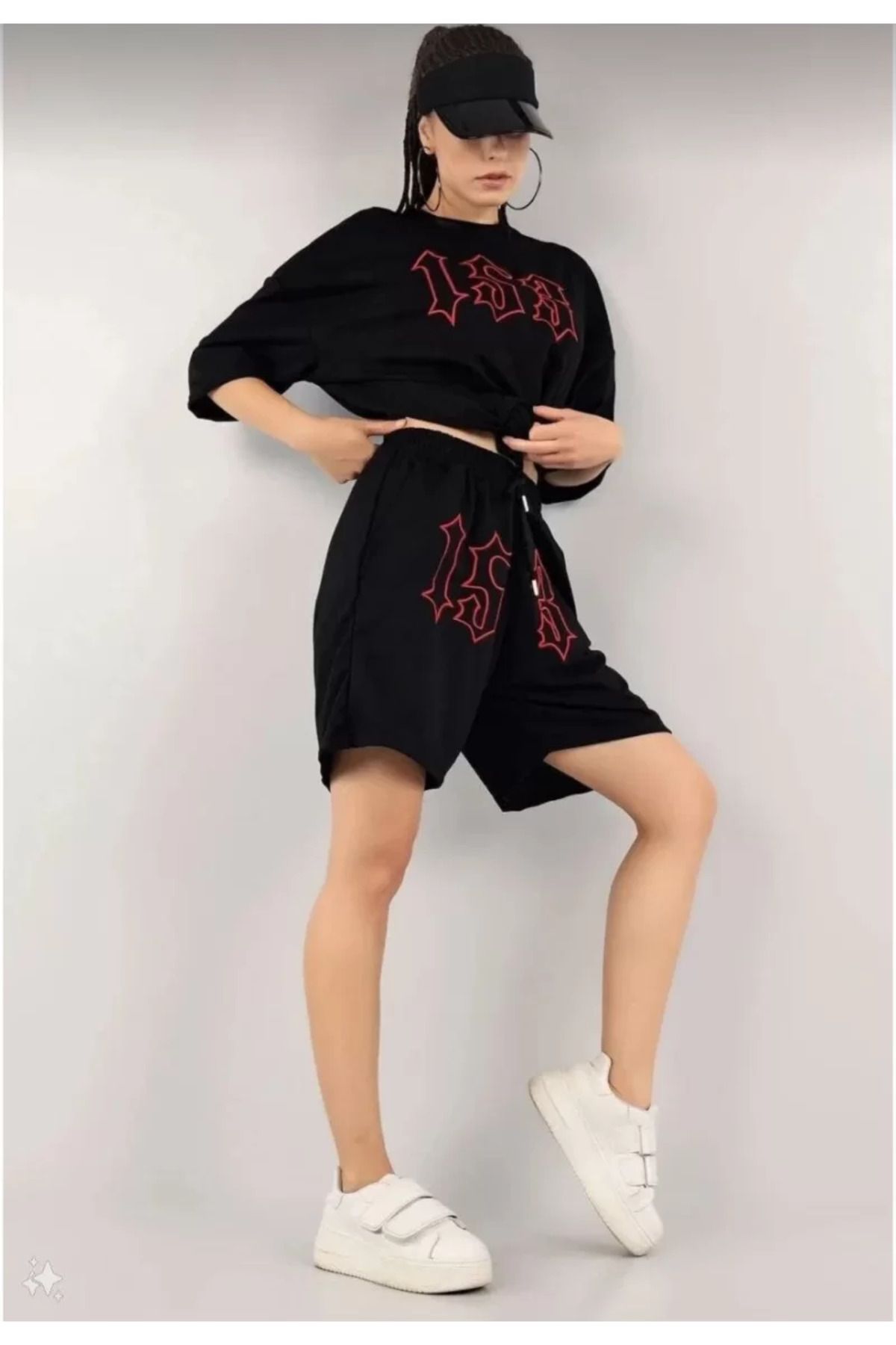 ruum fashions Unisex Nakış İşlemeli Şort Takım